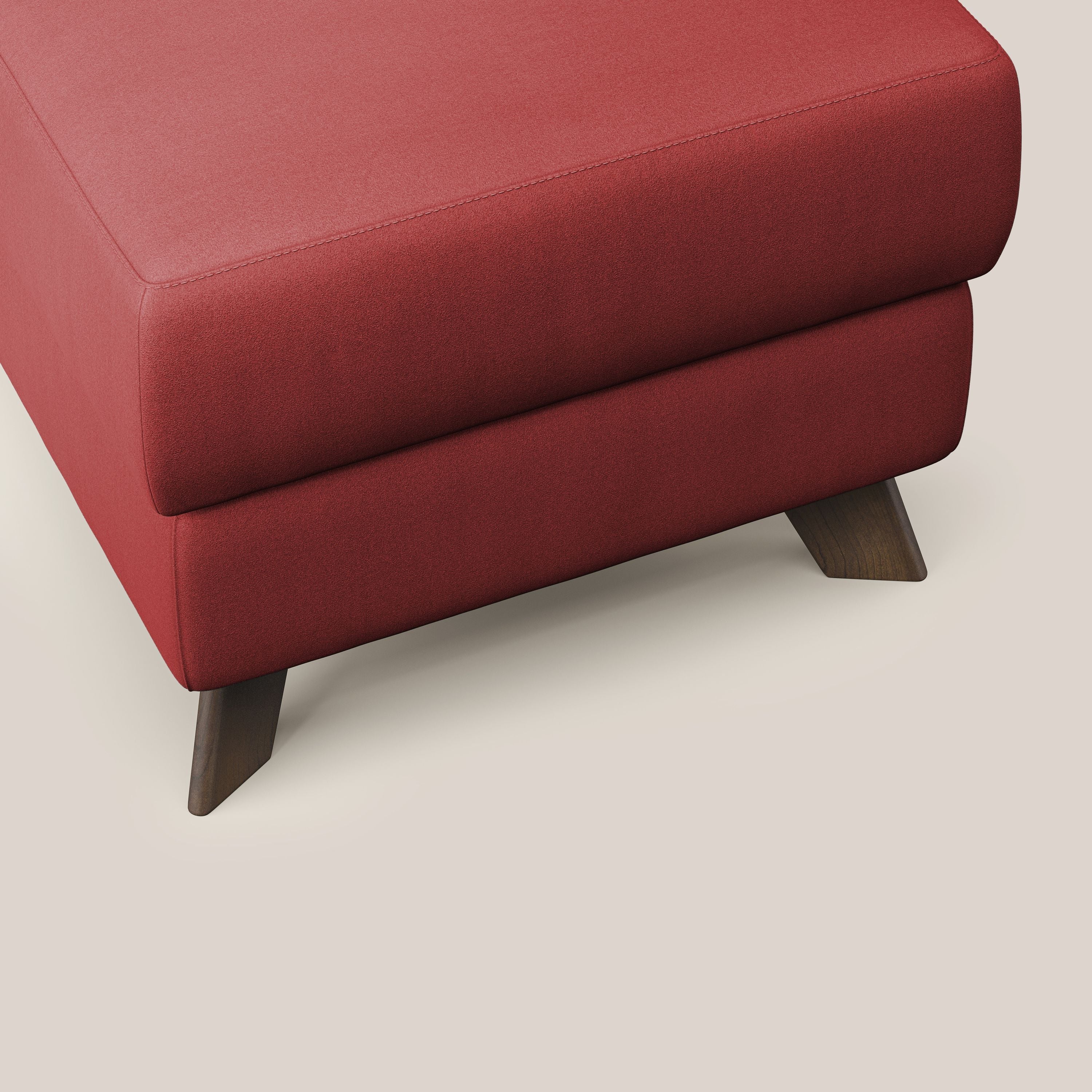 Moon Pouf coffre aux pieds hauts en microfibre imperméable T11 rouge - Image 5