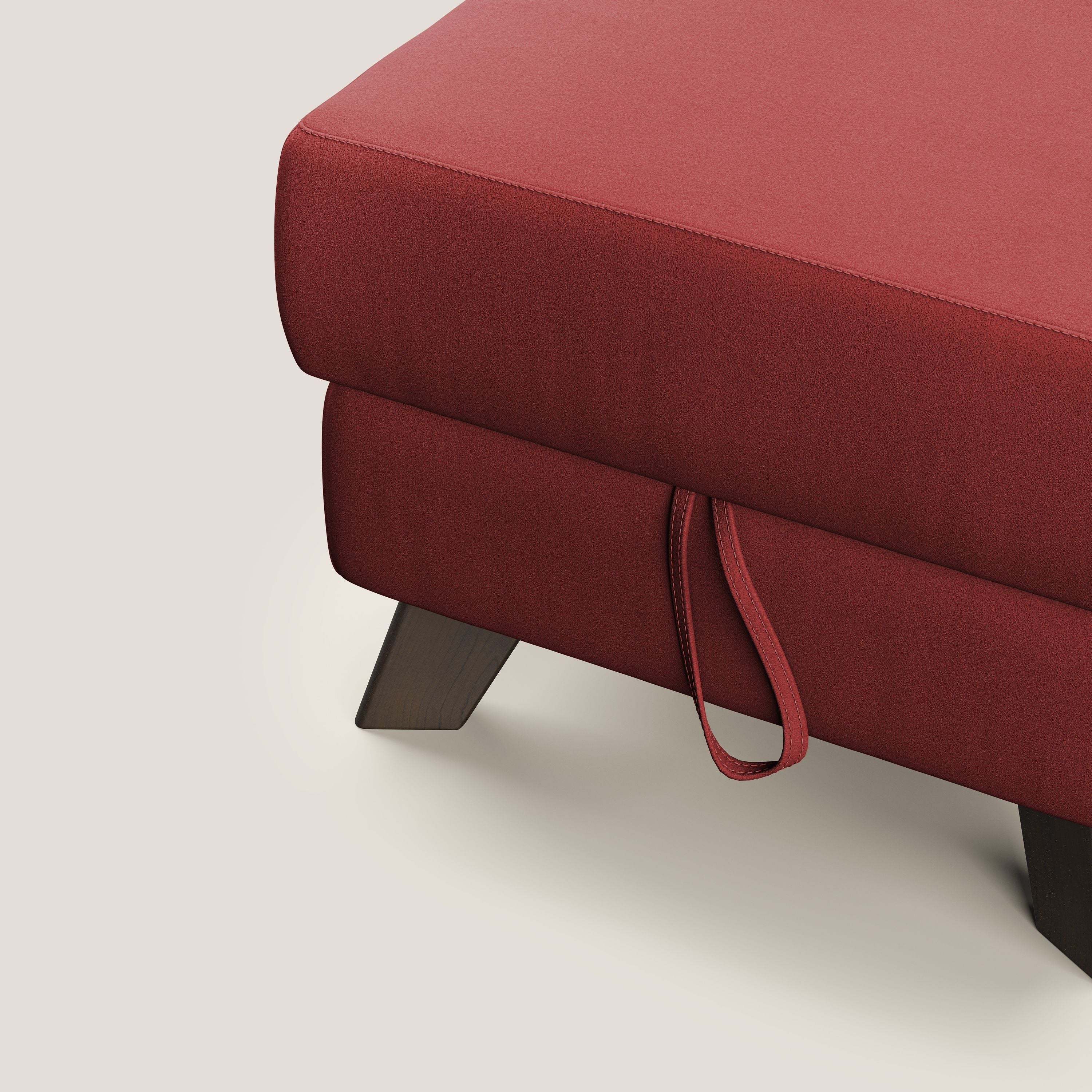Moon Pouf coffre aux pieds hauts en microfibre imperméable T11 rouge - Image 6