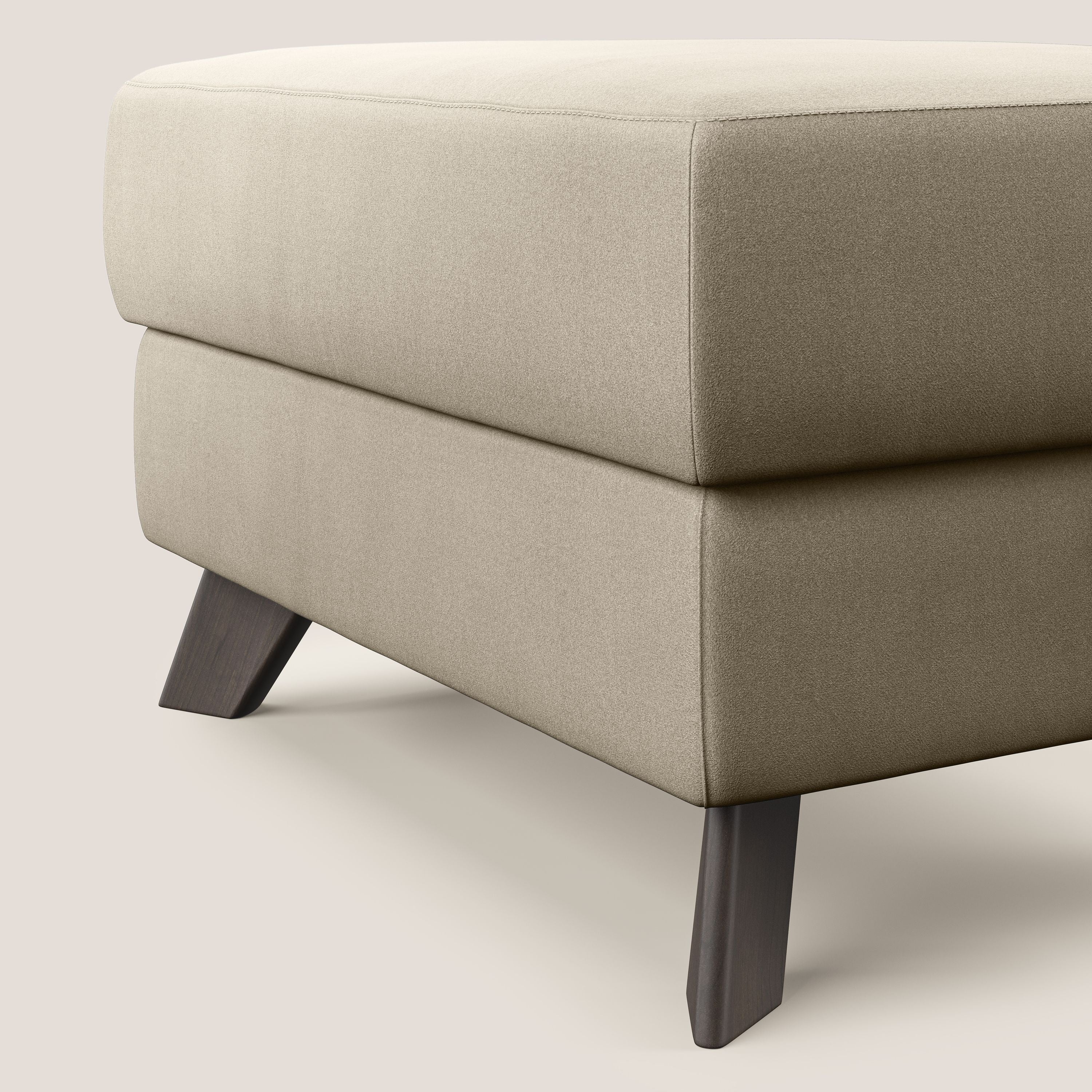 Moon Pouf coffre aux pieds hauts en microfibre imperméable T11 Taupe tortora - Image 4