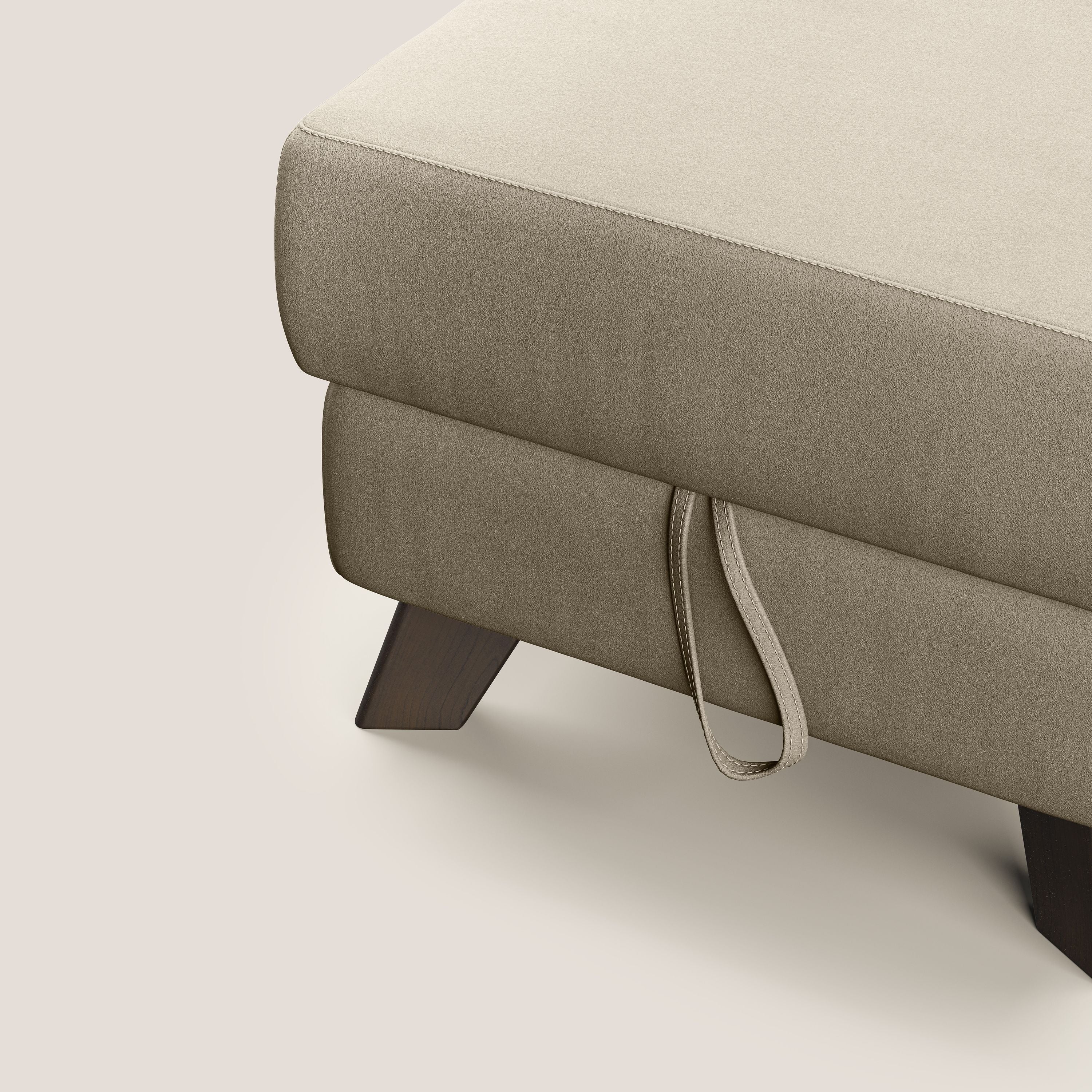 Moon Pouf coffre aux pieds hauts en microfibre imperméable T11 Taupe tortora - Image 6
