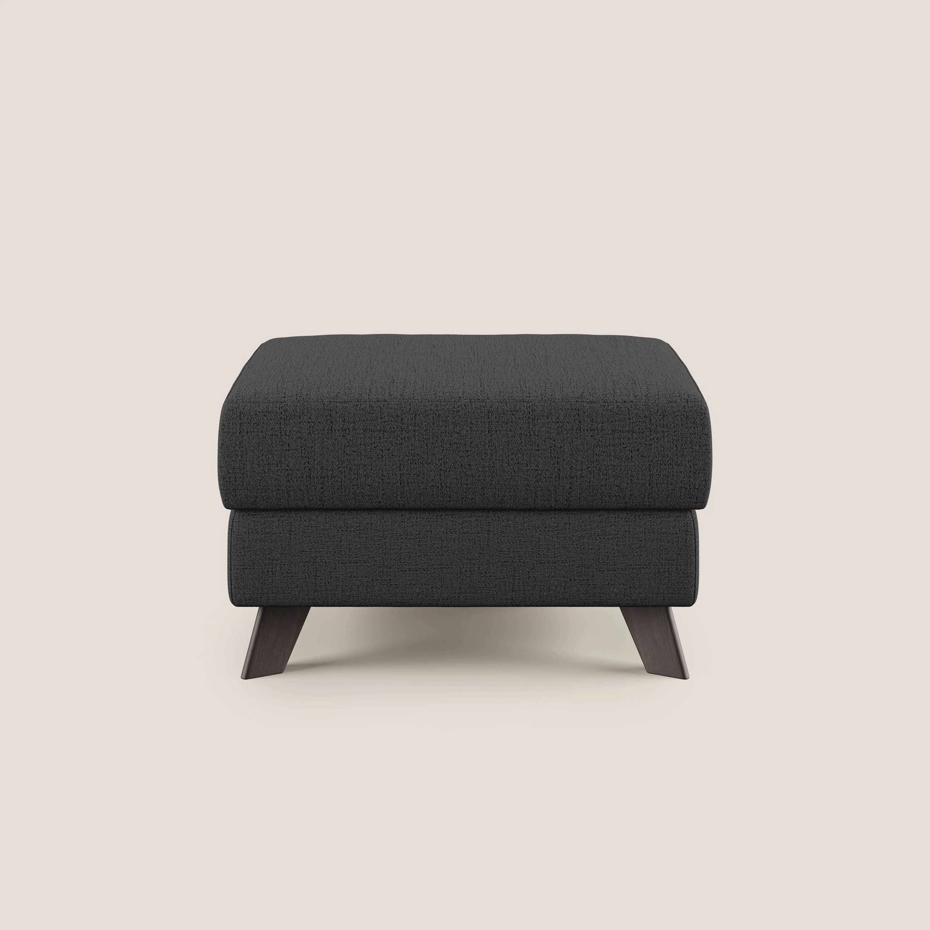Moon Pouf coffre aux pieds hauts en tissu doux imperméable flammé T03 anthracite