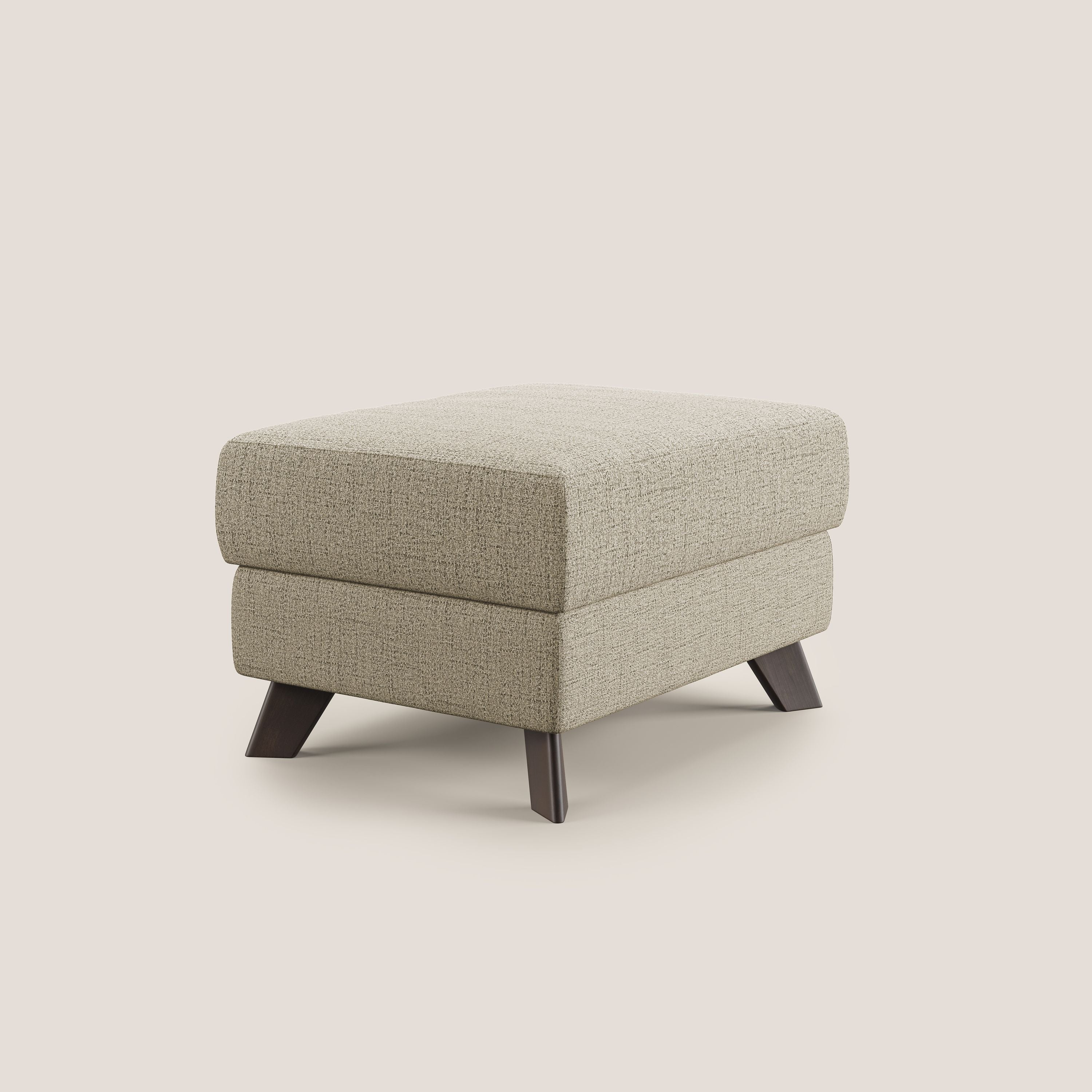 Moon Pouf coffre aux pieds hauts en tissu doux imperméable flammé T03 beige - Image 3