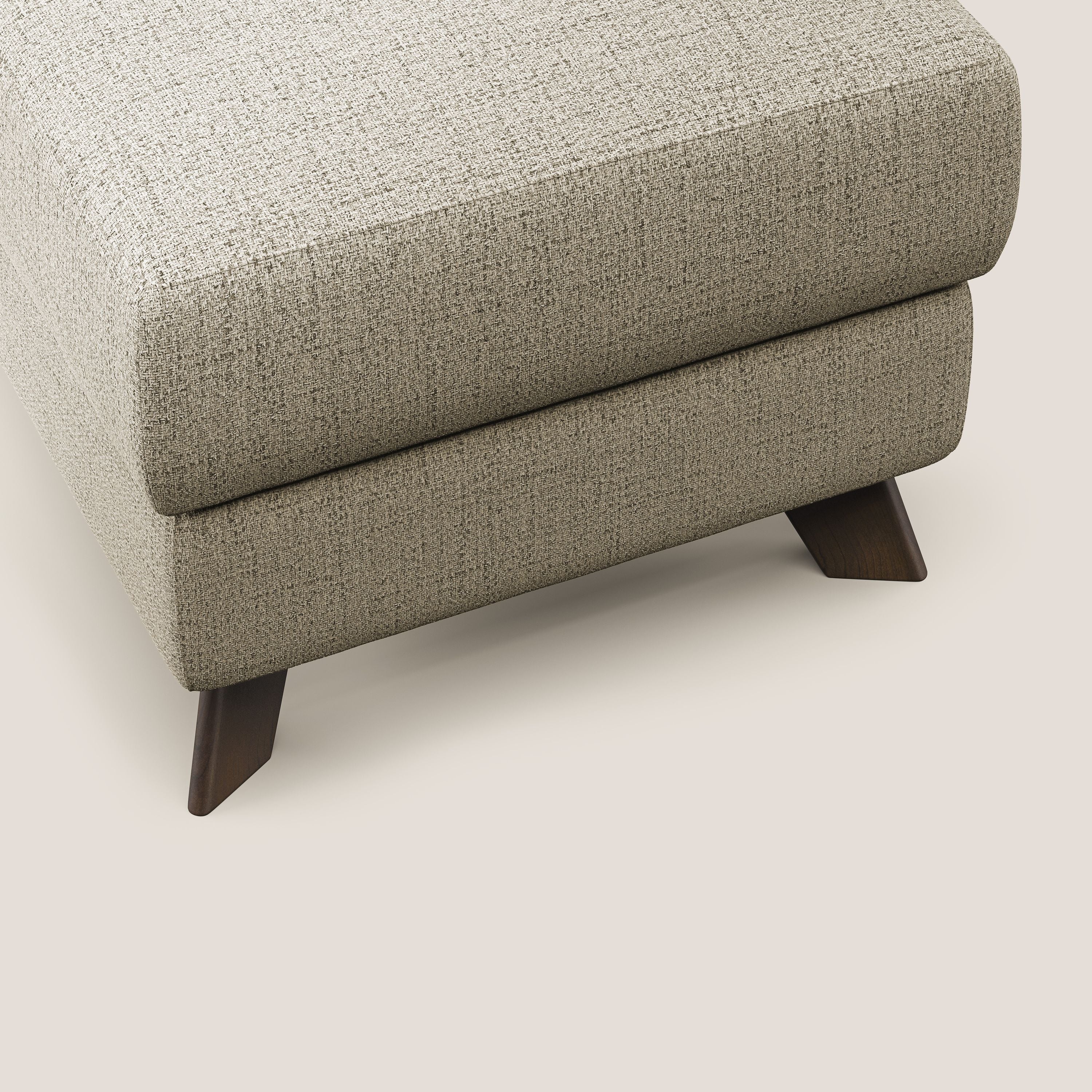 Moon Pouf coffre aux pieds hauts en tissu doux imperméable flammé T03 beige - Image 5