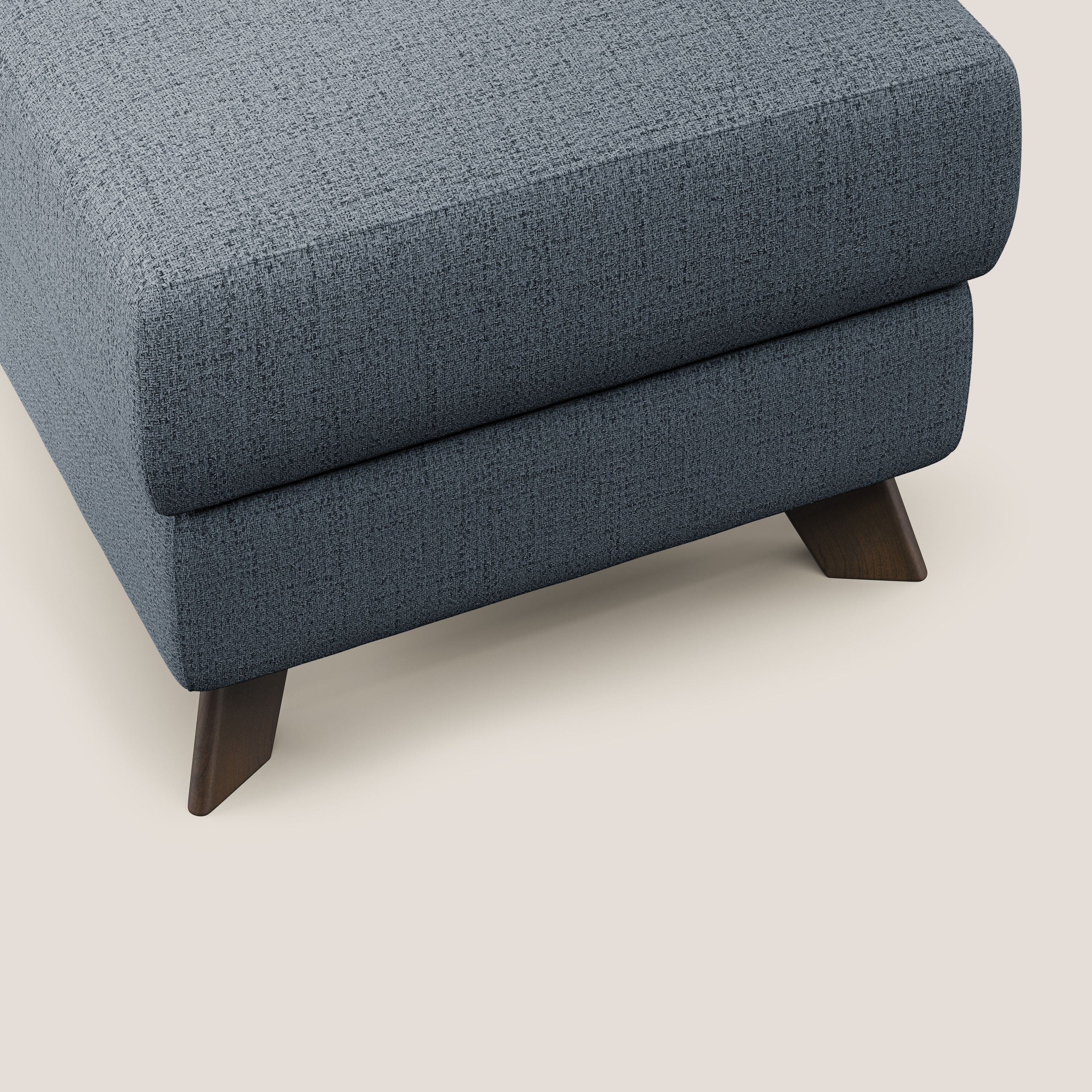 Moon Pouf coffre aux pieds hauts en tissu doux imperméable flammé T03 bleu - Image 6