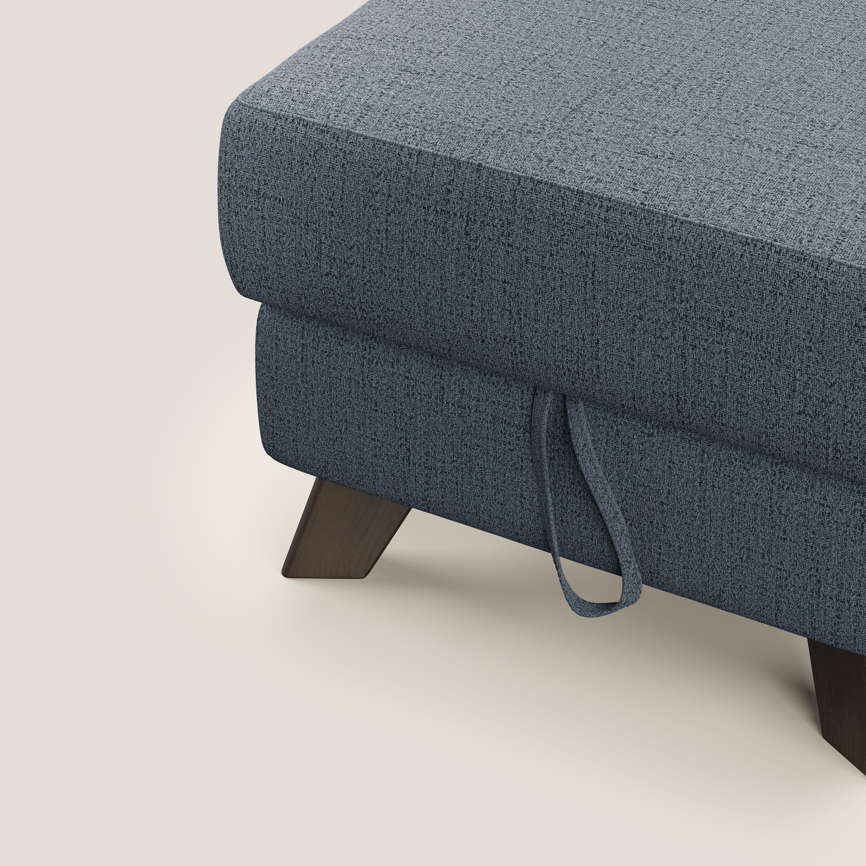 Moon Pouf coffre aux pieds hauts en tissu doux imperméable flammé T03 bleu - Image 7