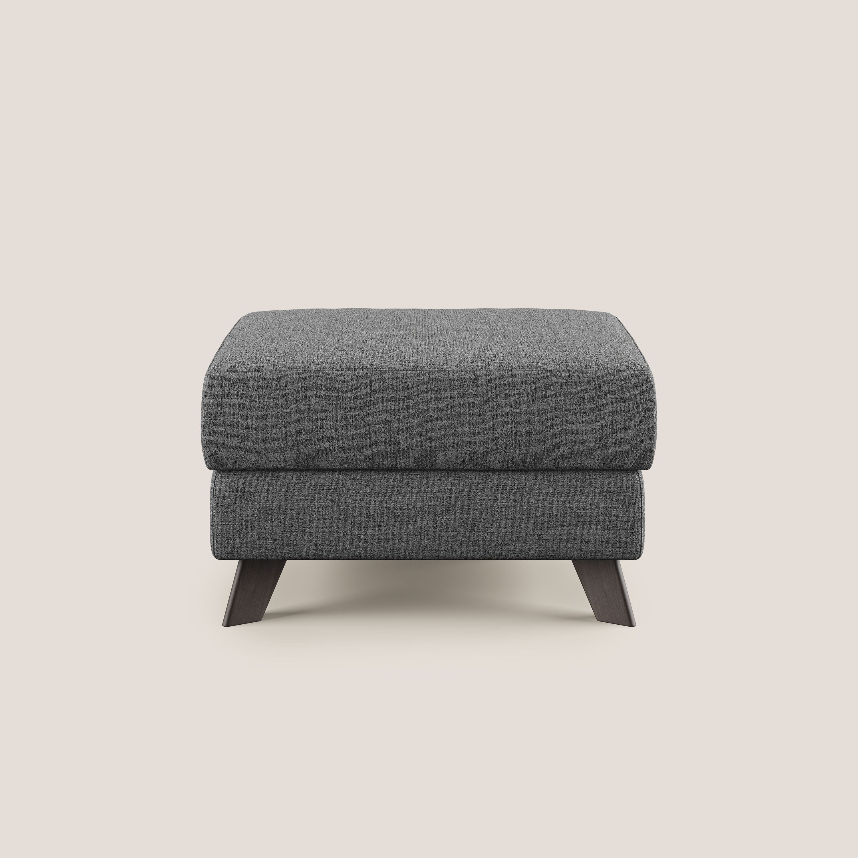 Moon Pouf coffre aux pieds hauts en tissu doux imperméable flammé T03 gris