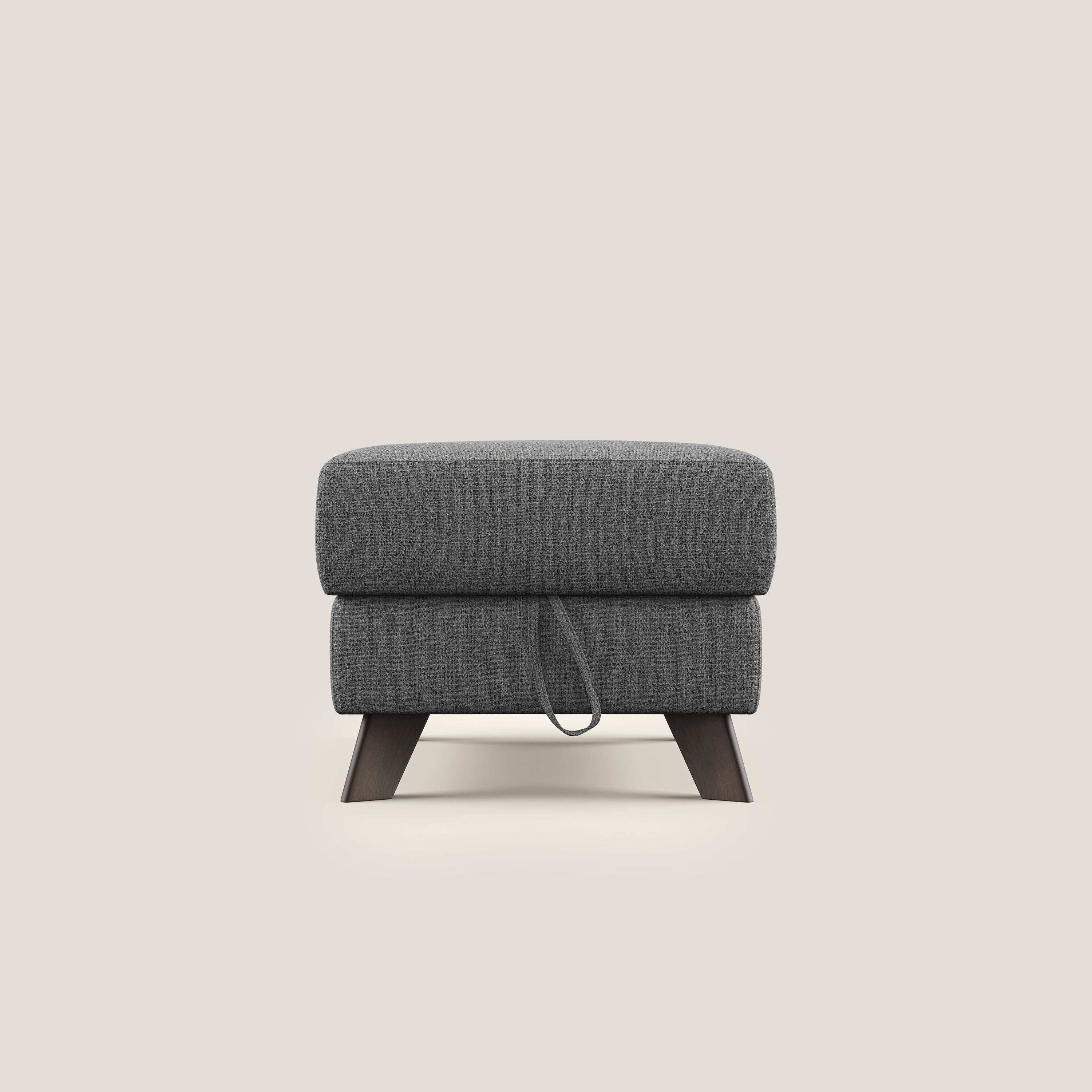 Moon Pouf coffre aux pieds hauts en tissu doux imperméable flammé T03 gris - Image 7