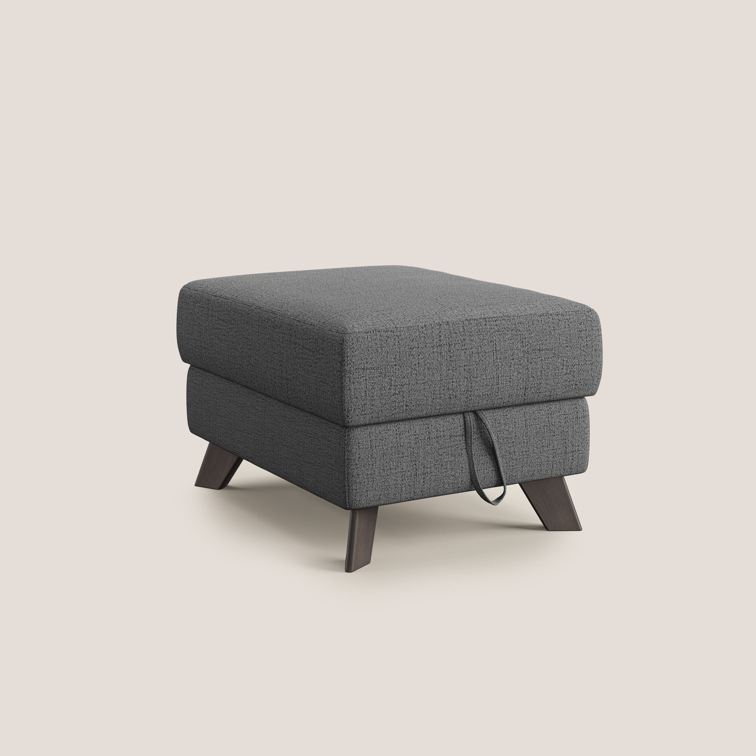Moon Pouf coffre aux pieds hauts en tissu doux imperméable flammé T03 gris - Image 8