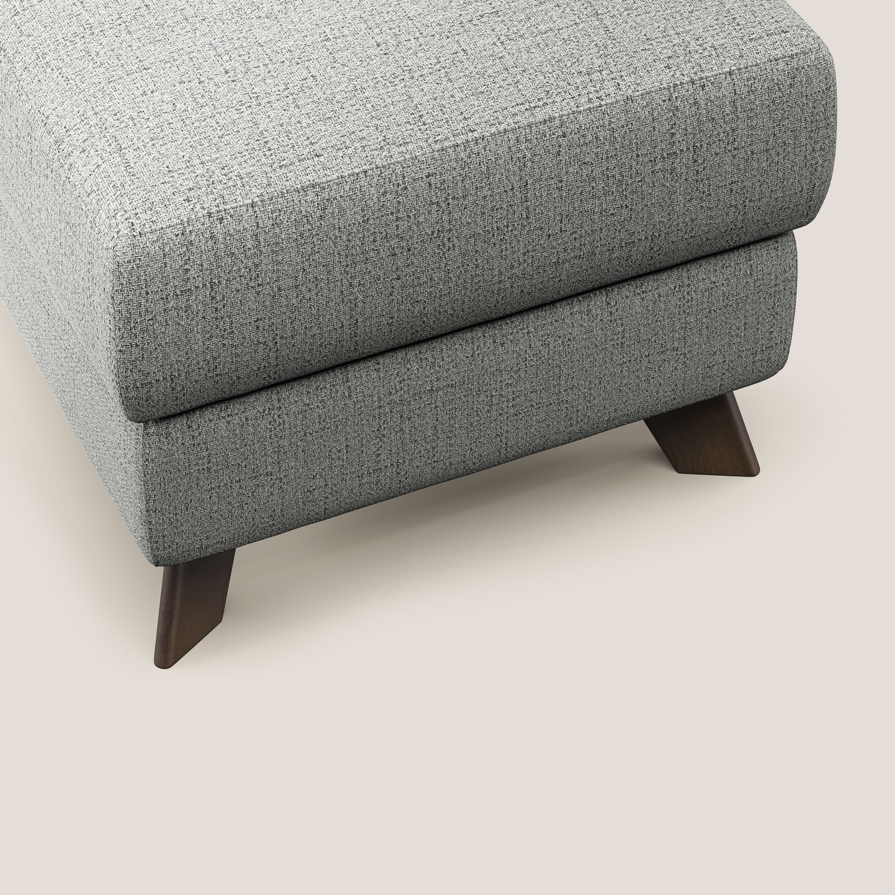 Moon Pouf coffre aux pieds hauts en tissu doux imperméable flammé T03 gris clair - Image 5