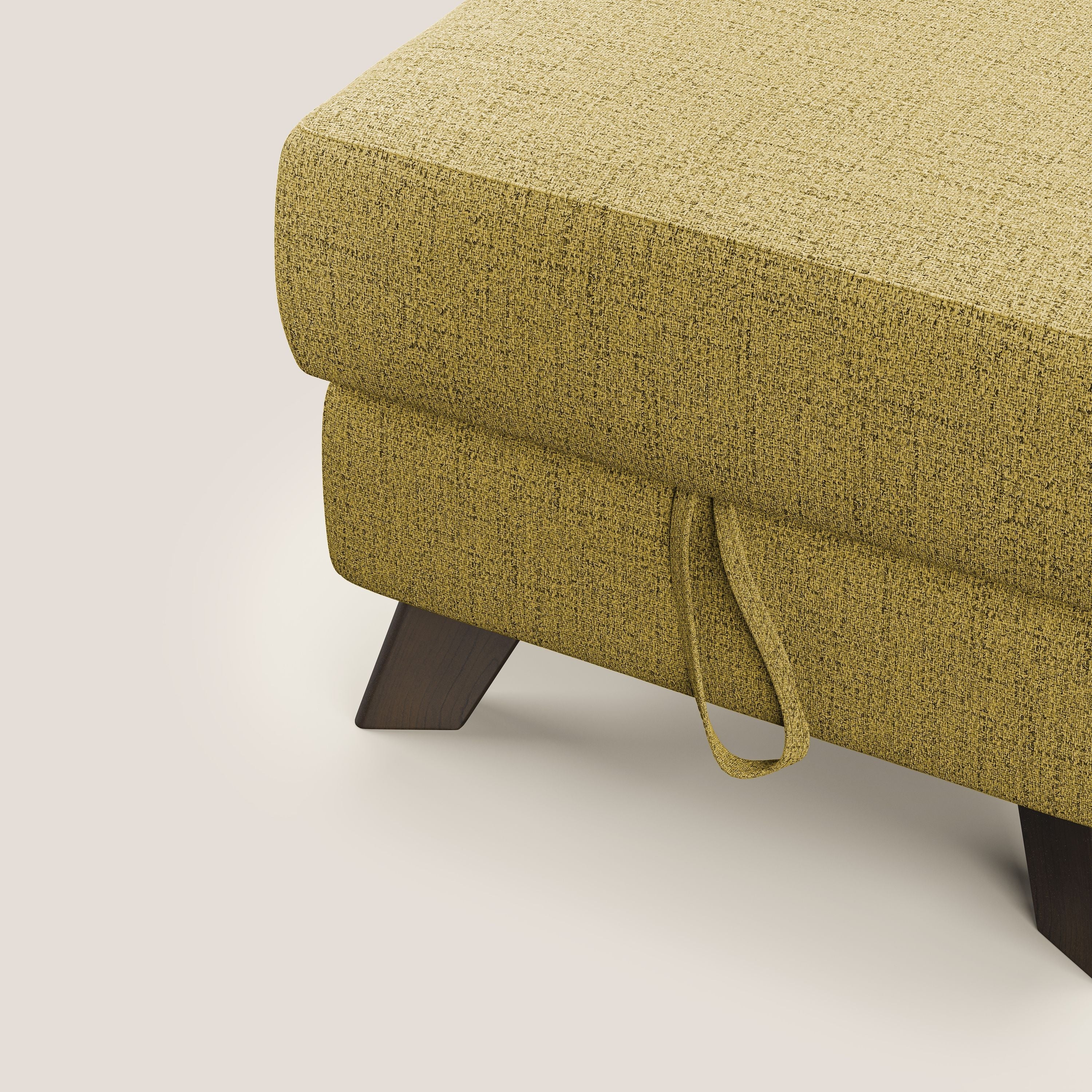 Moon Pouf coffre aux pieds hauts en tissu doux imperméable flammé T03 jaune - Image 6