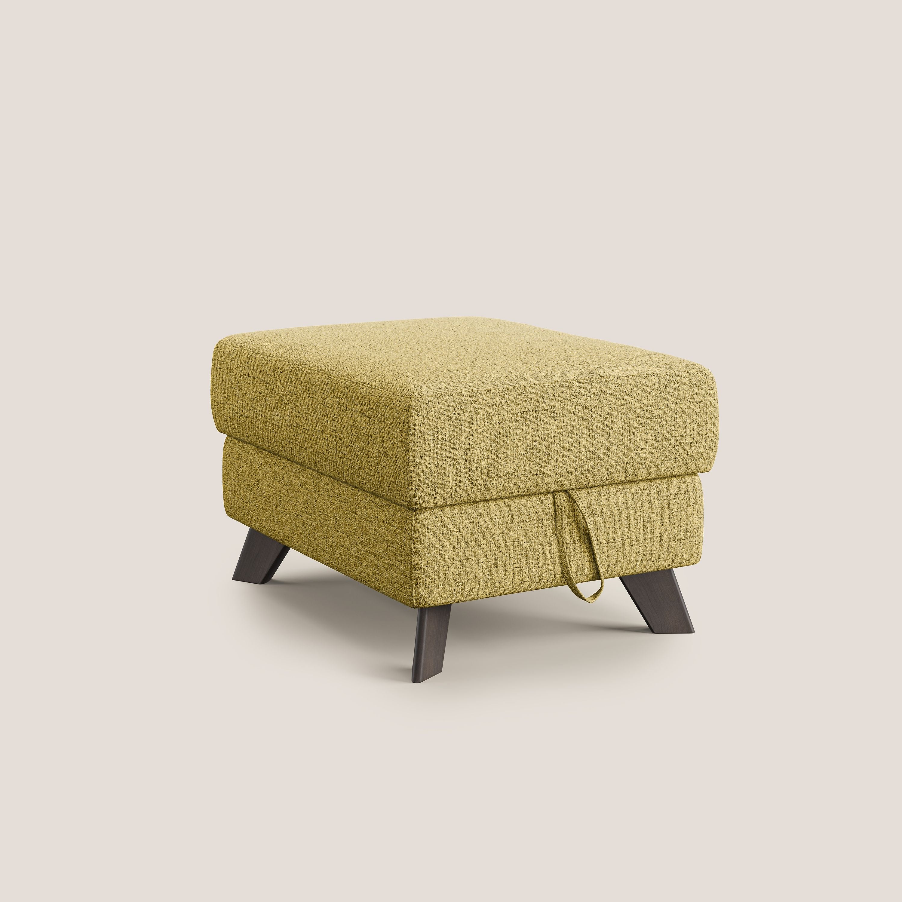 Moon Pouf coffre aux pieds hauts en tissu doux imperméable flammé T03 jaune - Image 8