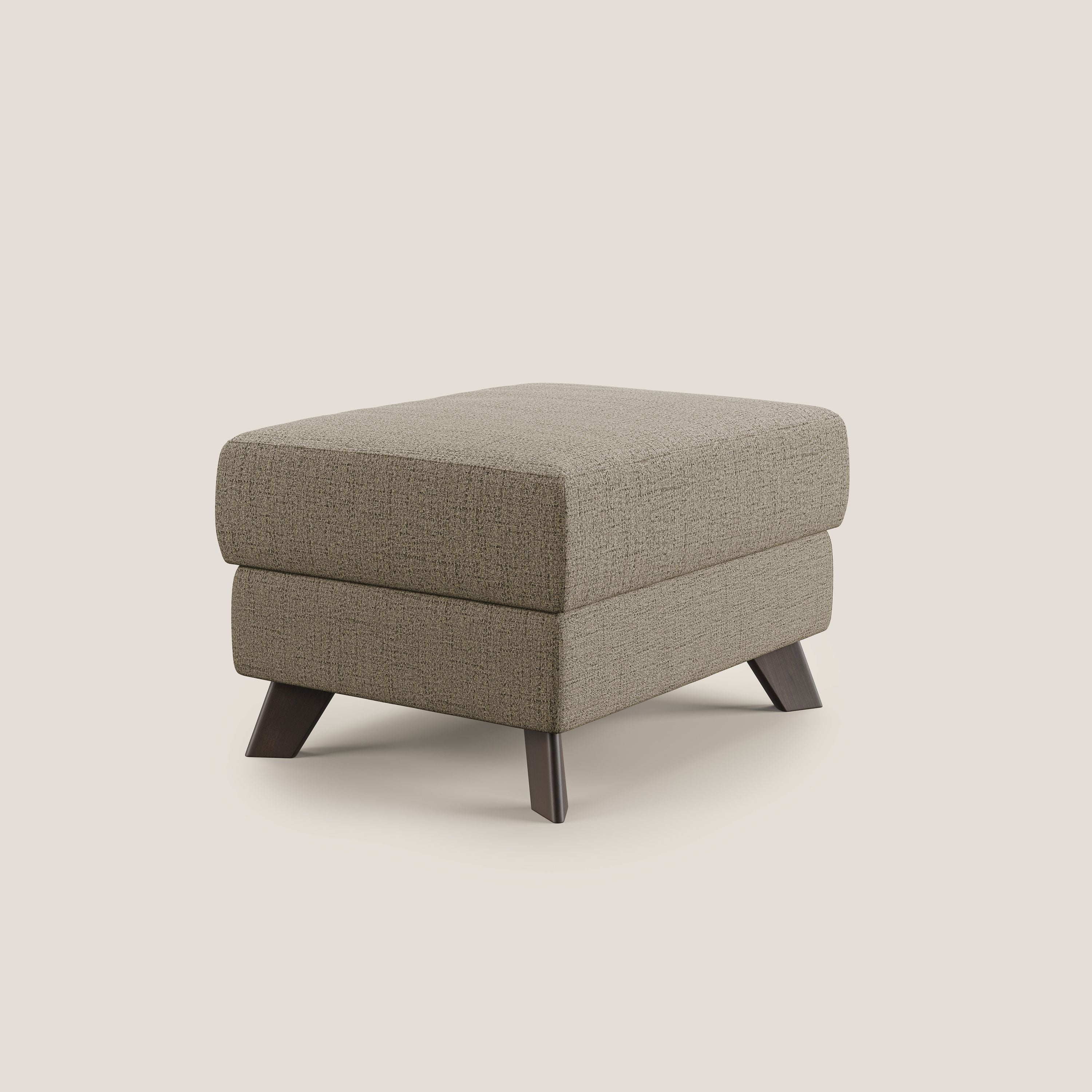 Moon Pouf coffre aux pieds hauts en tissu doux imperméable flammé T03 marron - Image 3