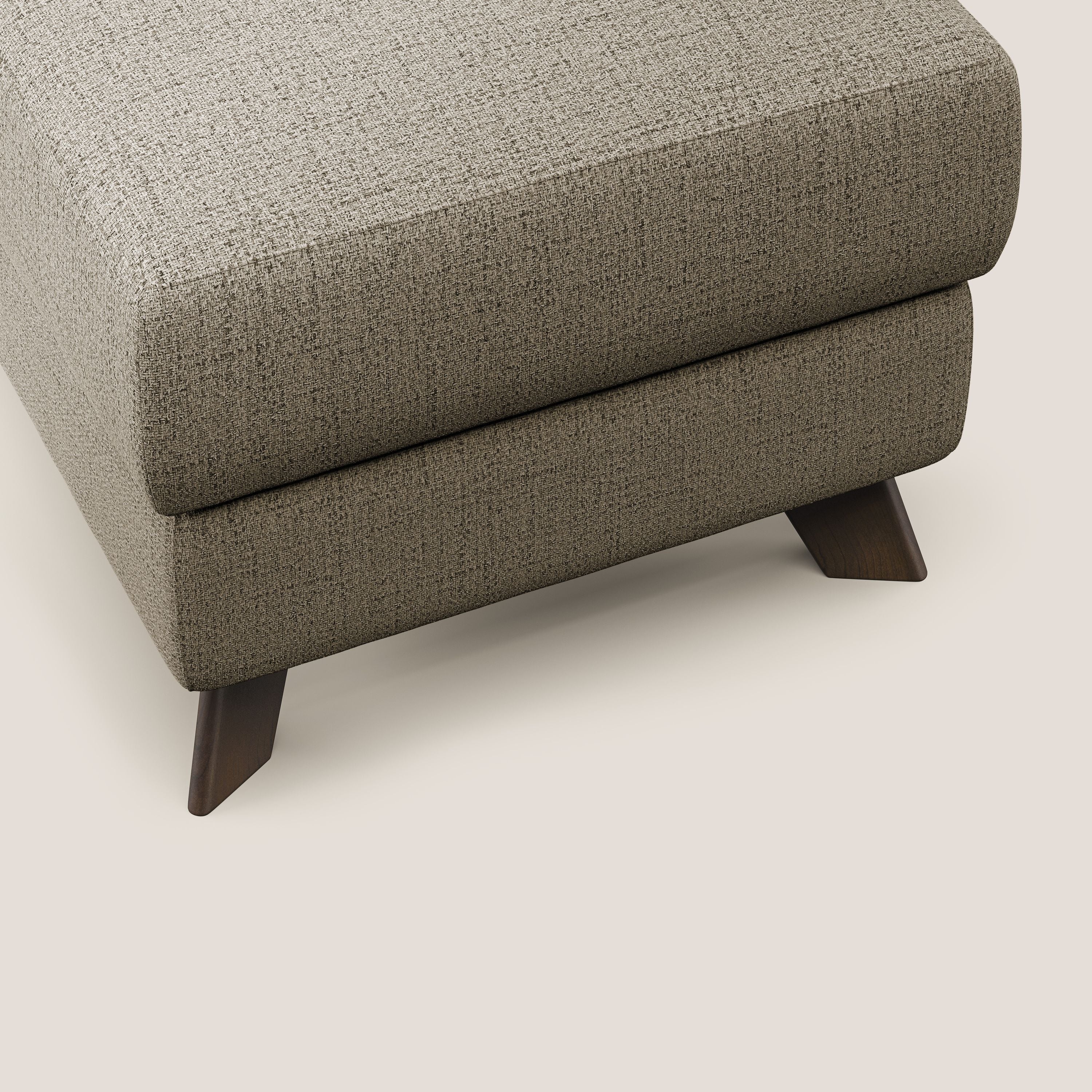 Moon Pouf coffre aux pieds hauts en tissu doux imperméable flammé T03 marron - Image 5