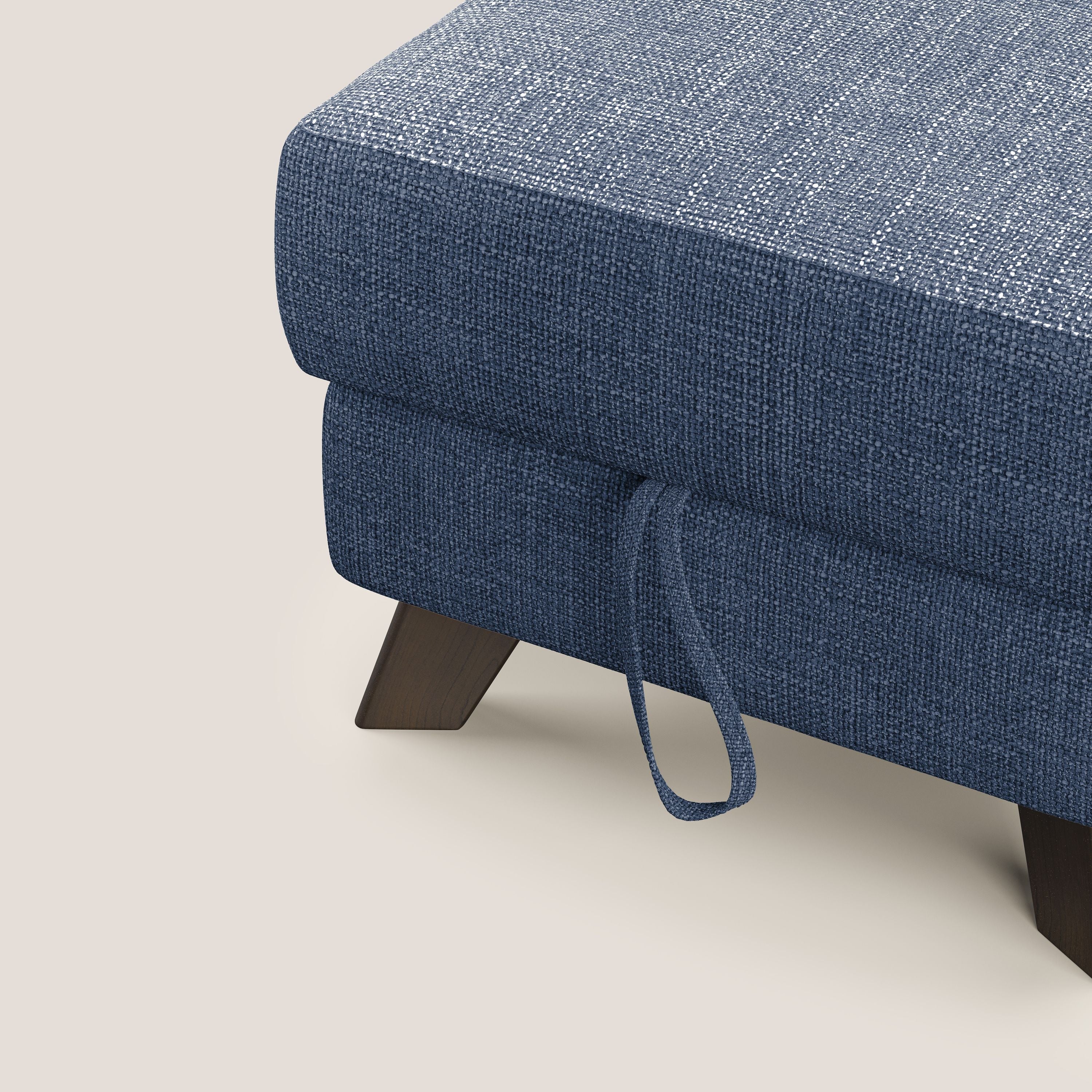 Moon Pouf coffre aux pieds hauts en tissu doux entrelacé soft-touch imperméable T06 bleu - Image 6