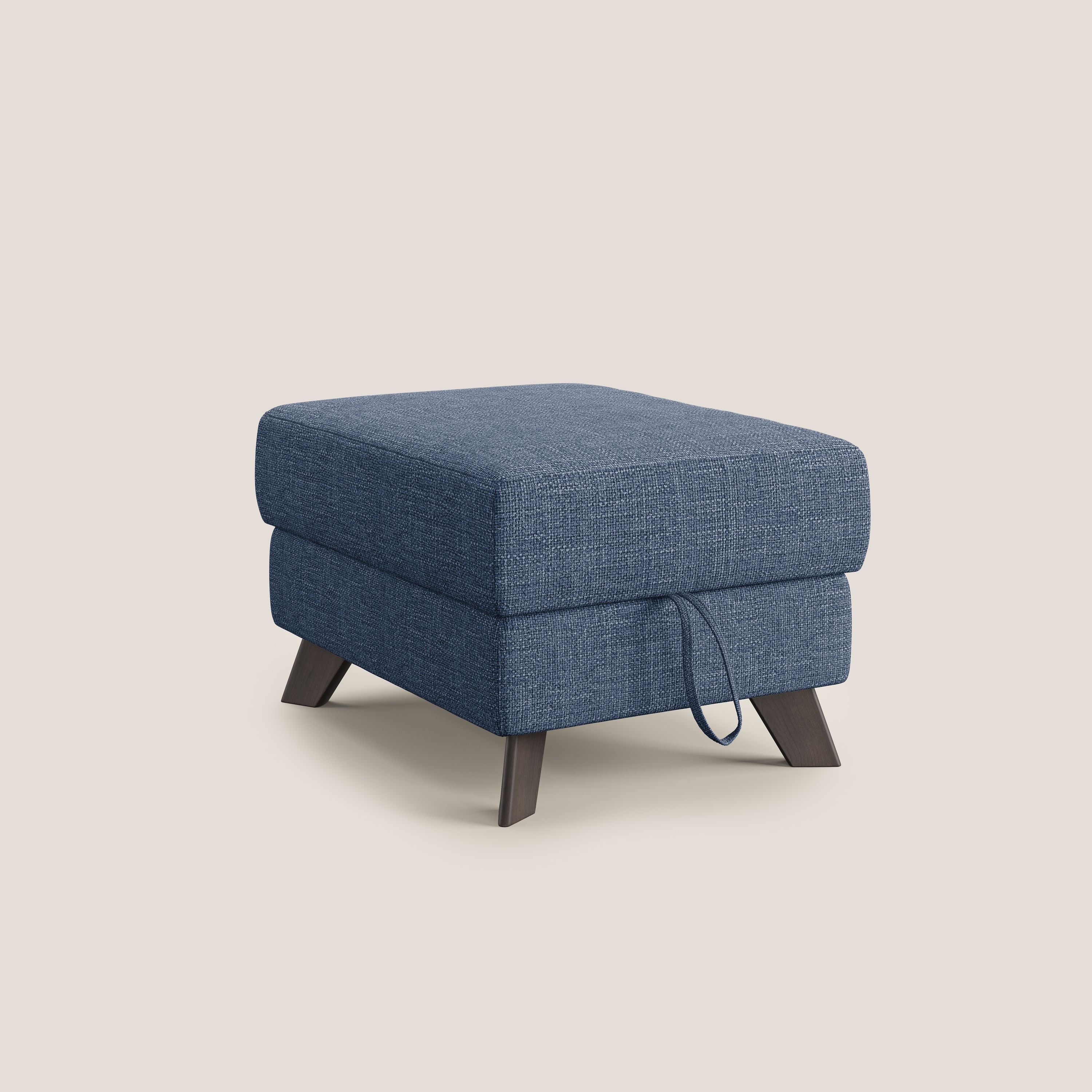 Moon Pouf coffre aux pieds hauts en tissu doux entrelacé soft-touch imperméable T06 bleu - Image 8