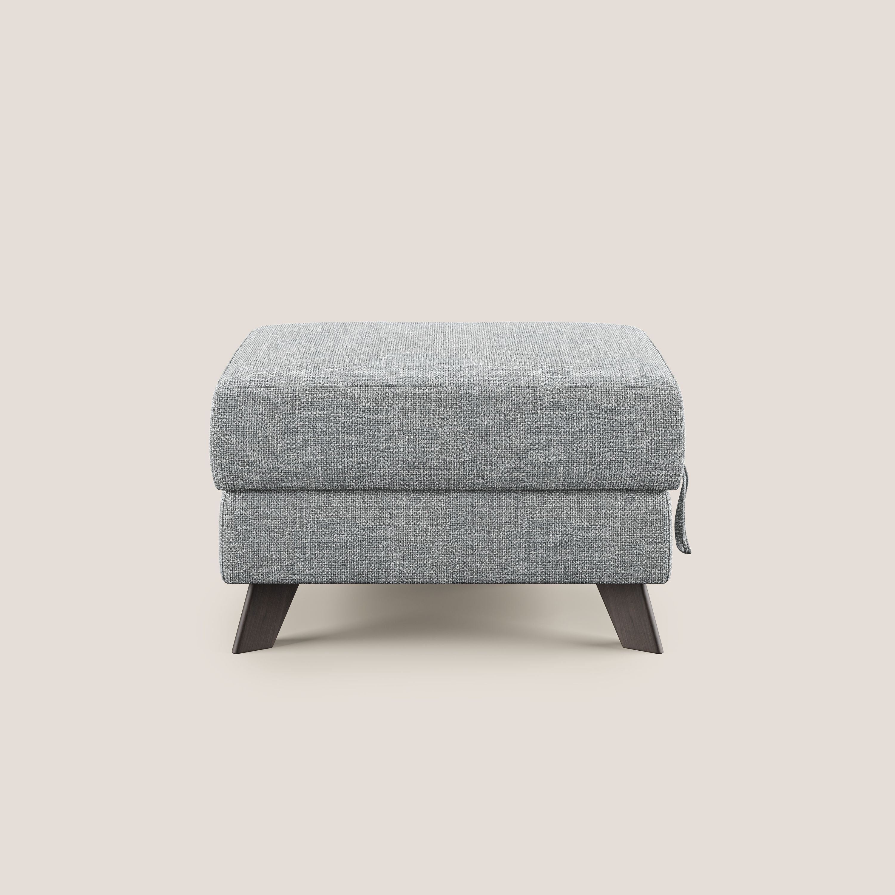 Moon Pouf coffre aux pieds hauts en tissu doux entrelacé soft-touch imperméable T06 gris
