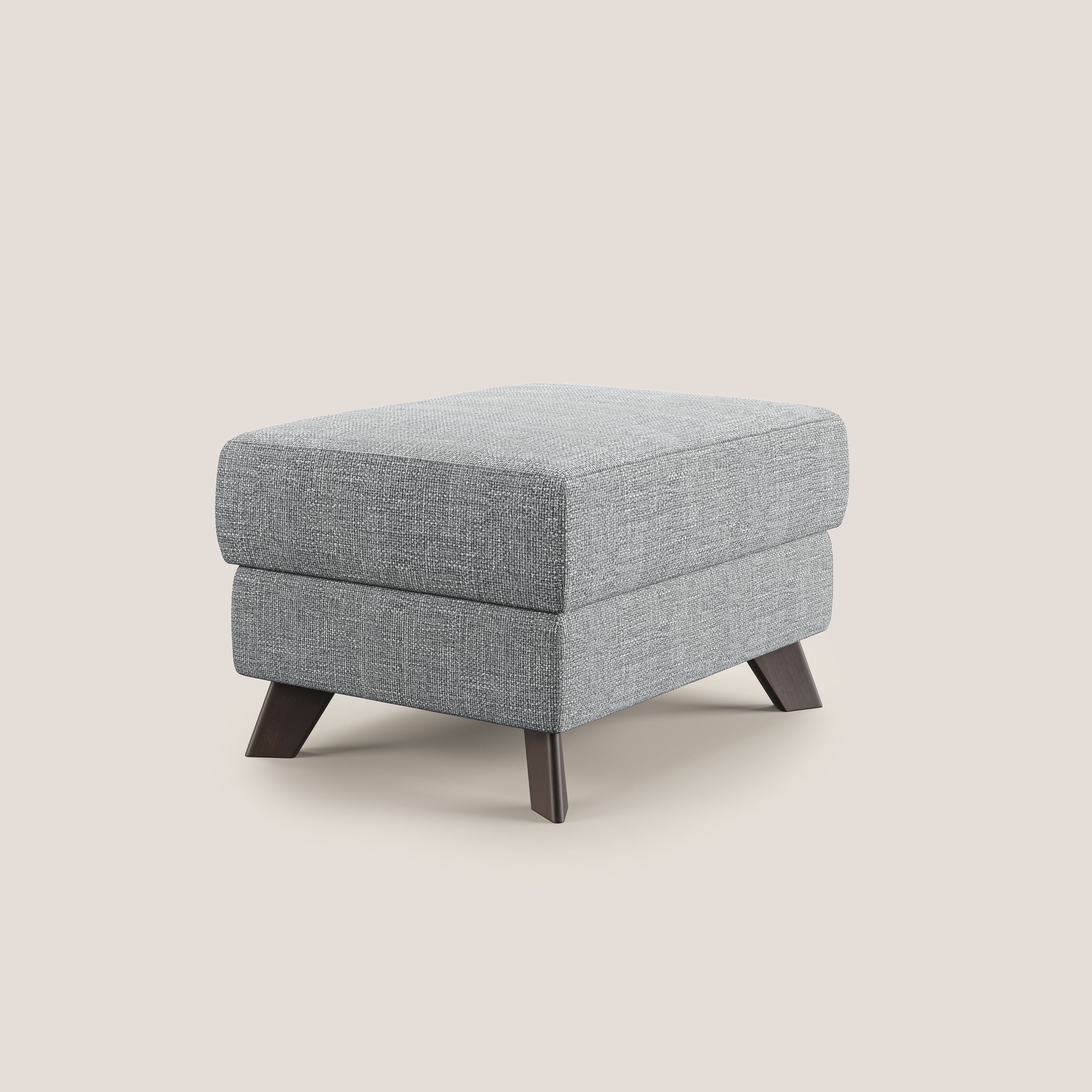 Moon Pouf coffre aux pieds hauts en tissu doux entrelacé soft-touch imperméable T06 gris - Image 3