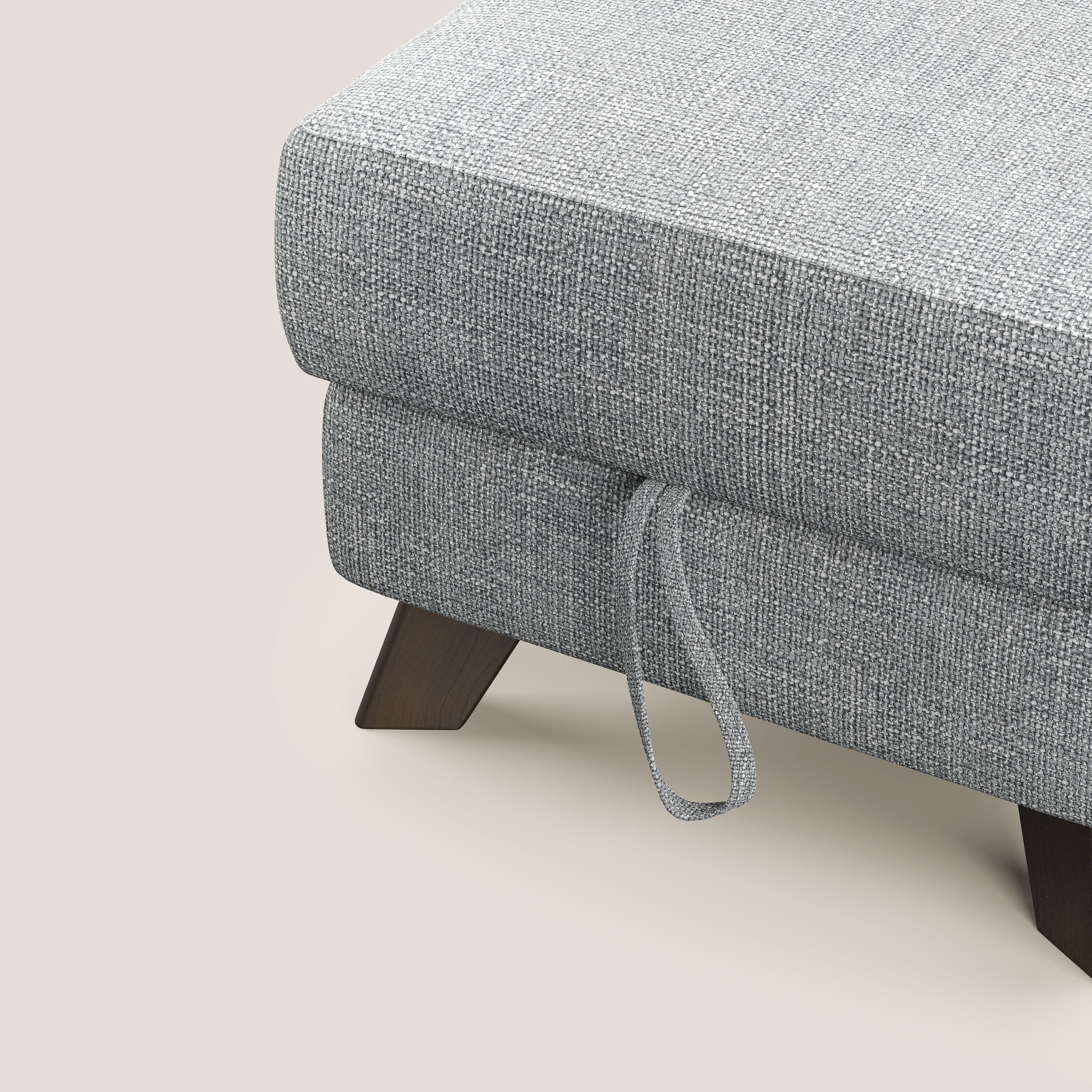 Moon Pouf coffre aux pieds hauts en tissu doux entrelacé soft-touch imperméable T06 gris - Image 6