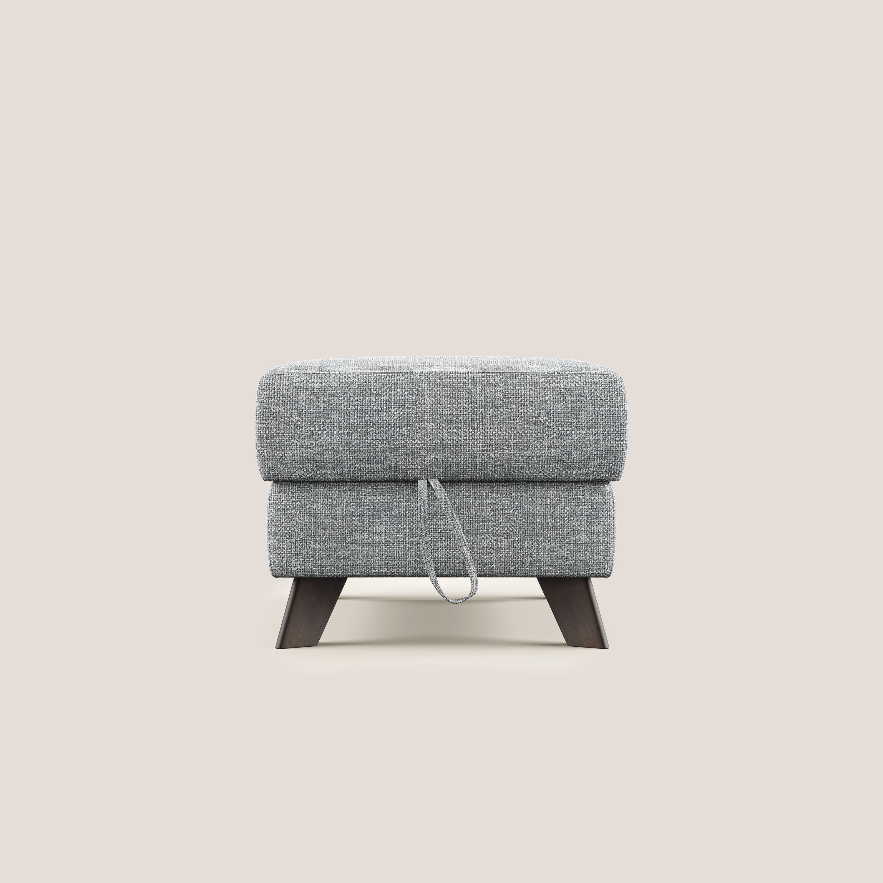 Moon Pouf coffre aux pieds hauts en tissu doux entrelacé soft-touch imperméable T06 gris - Image 7