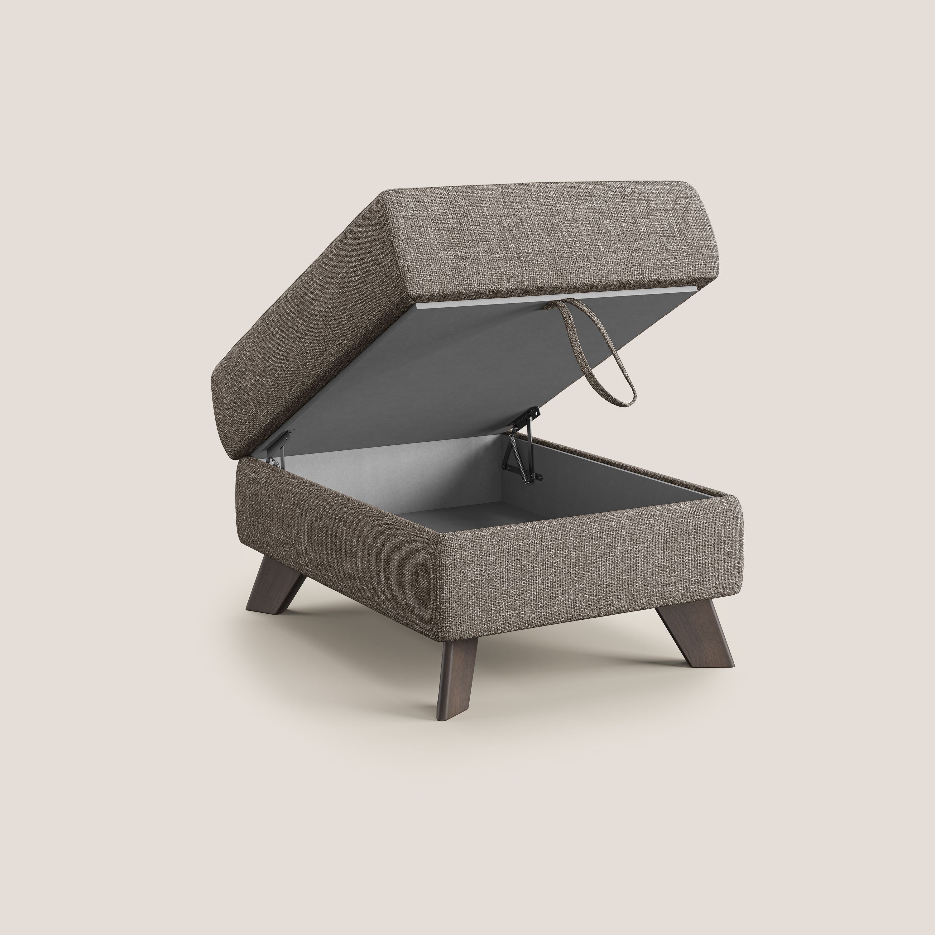 Moon Pouf coffre aux pieds hauts en tissu doux entrelacé soft-touch imperméable T06 marron - Image 2