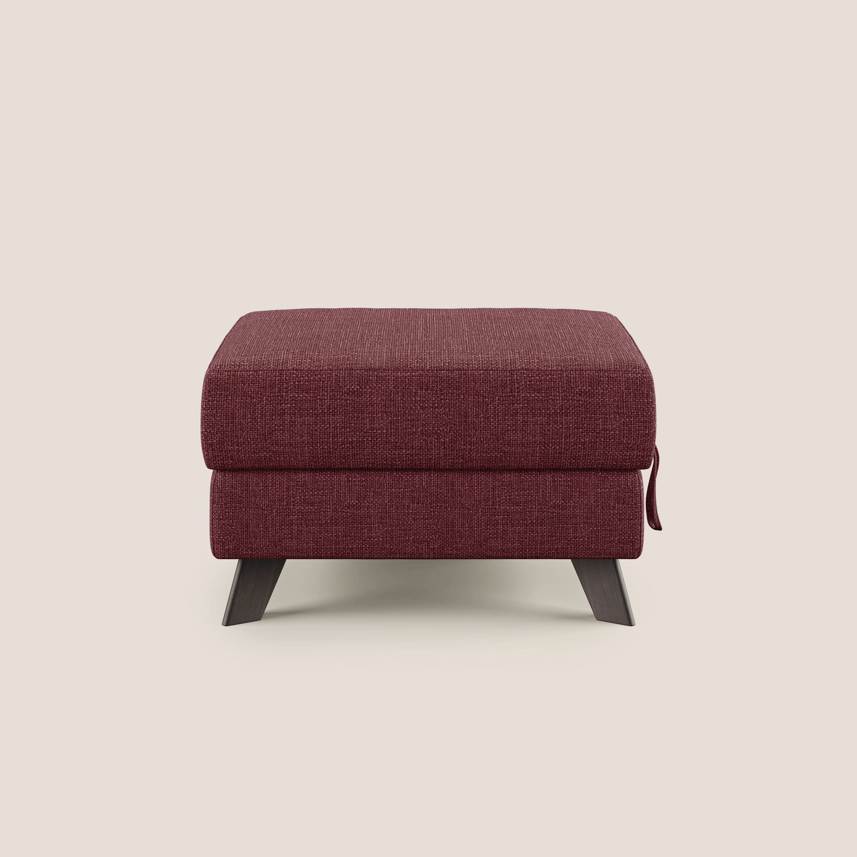 Moon Pouf coffre aux pieds hauts en tissu doux entrelacé soft-touch imperméable T06 rouge