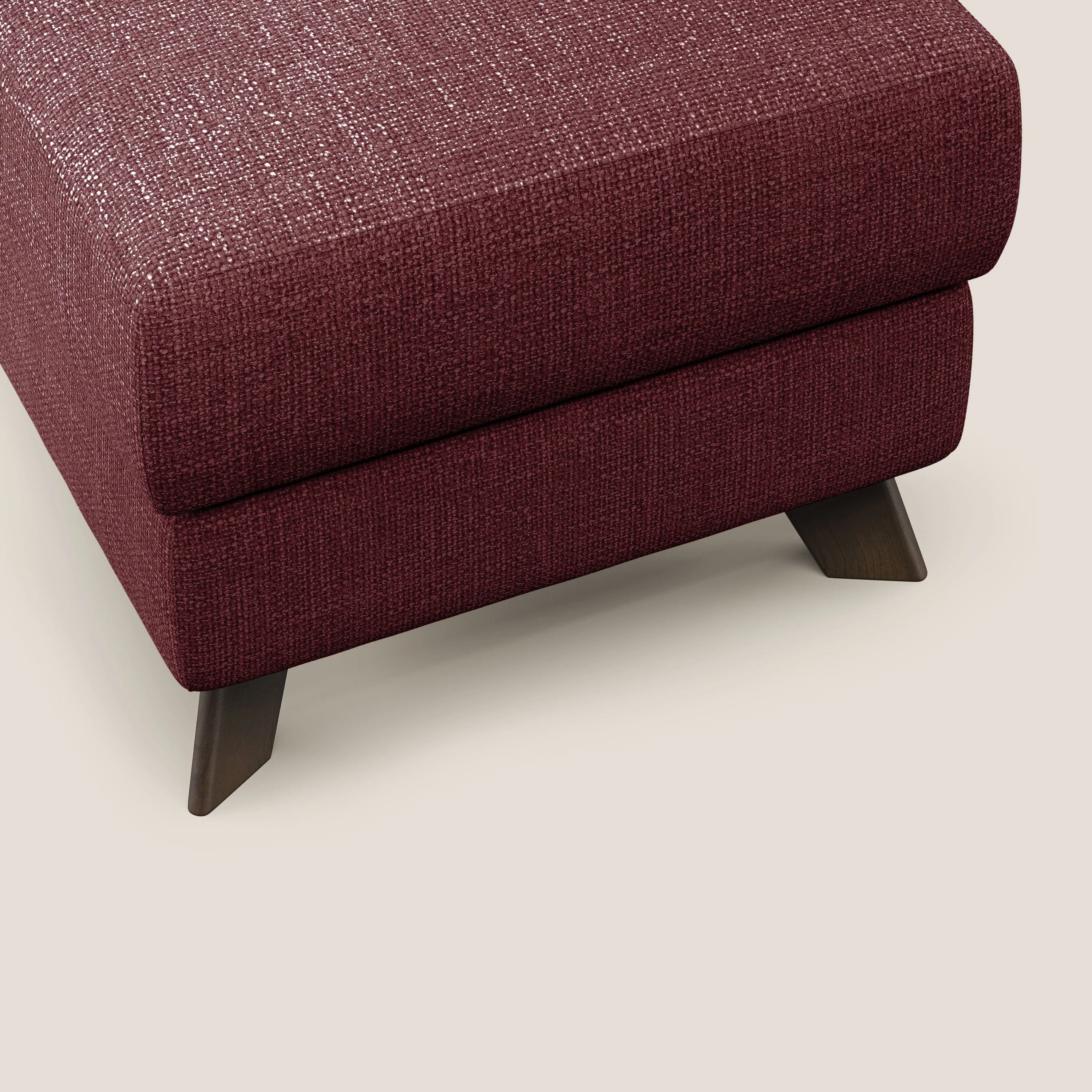 Moon Pouf coffre aux pieds hauts en tissu doux entrelacé soft-touch imperméable T06 rouge - Image 5