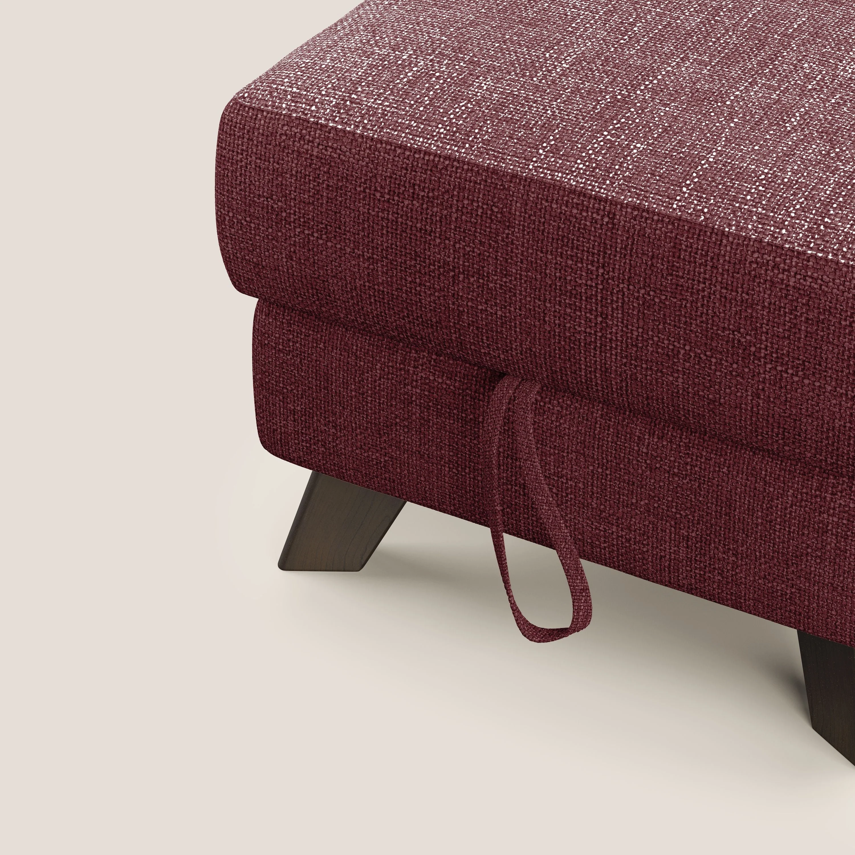 Moon Pouf coffre aux pieds hauts en tissu doux entrelacé soft-touch imperméable T06 rouge - Image 6