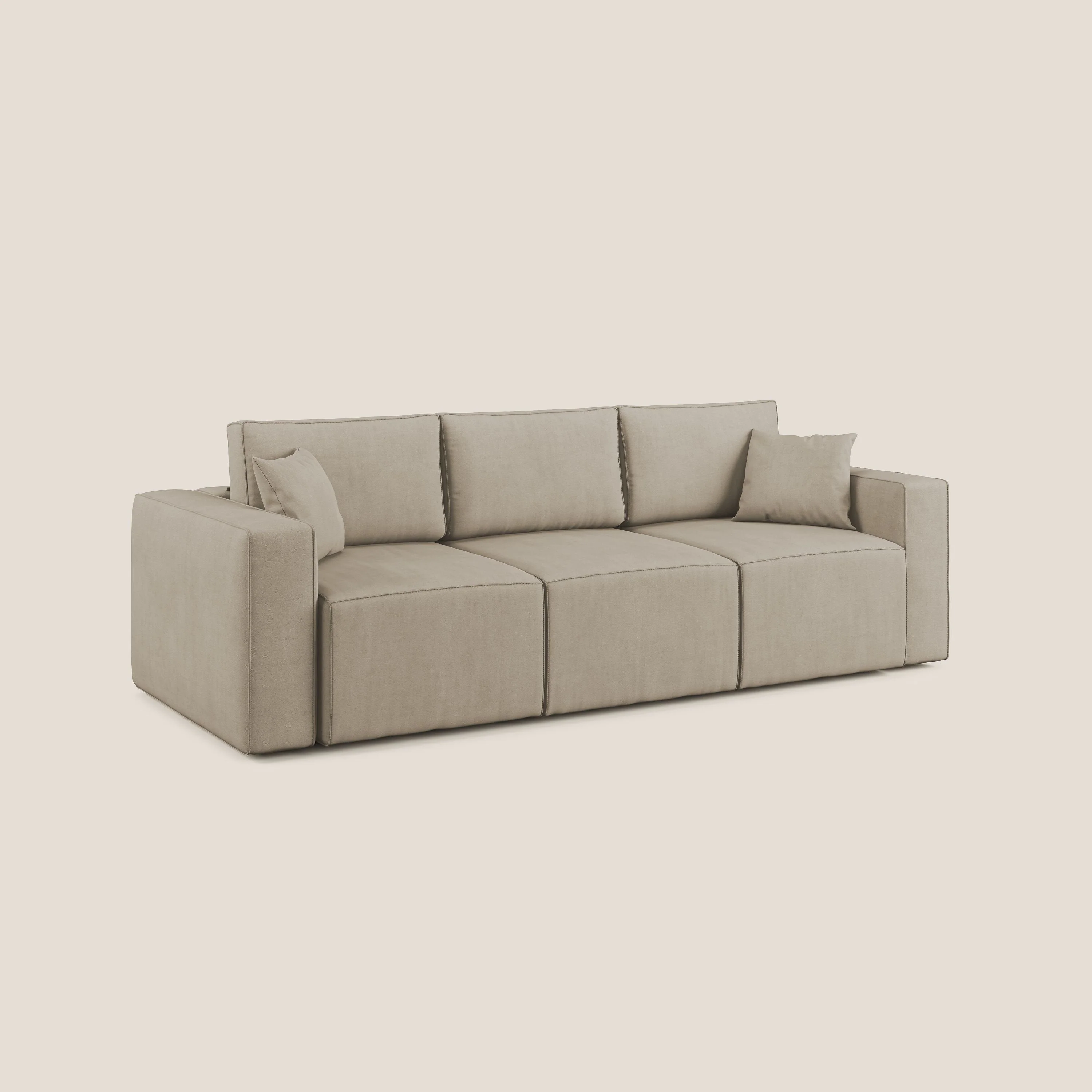 Morfeo Canapé avec 3 assises extractibles en tissu doux imperméable T02 beige - Image 3