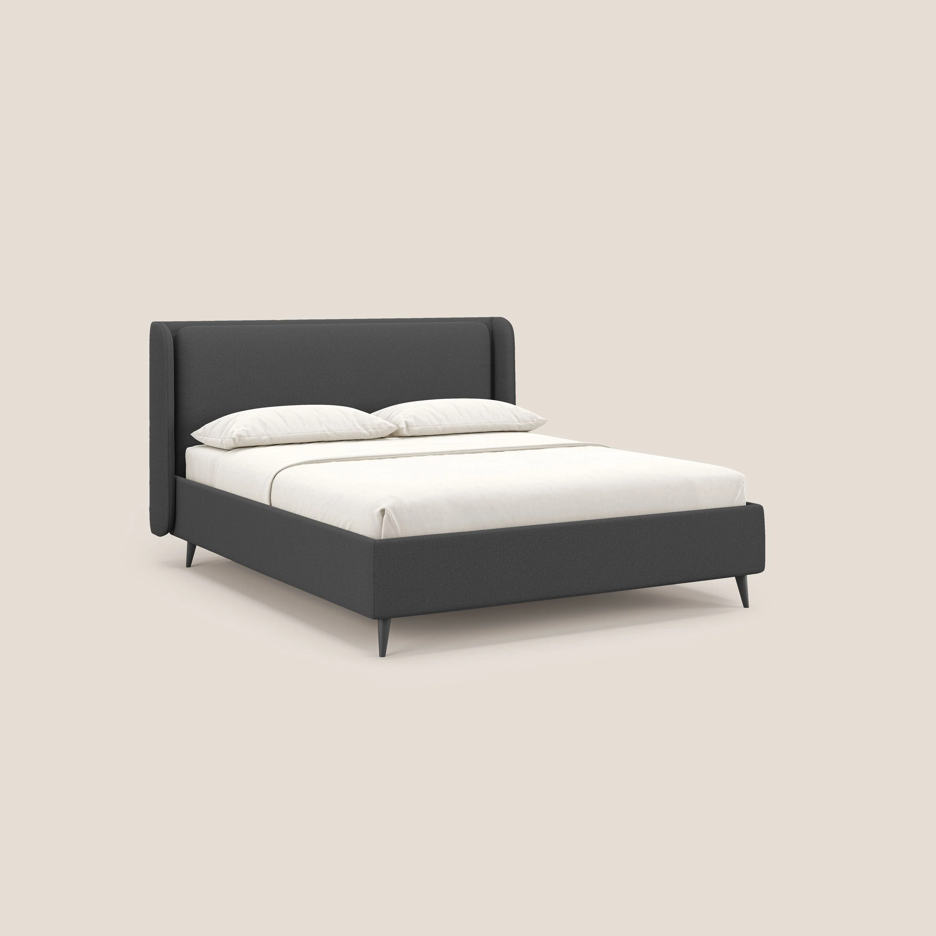 Nadine lit coffre de design et confort italien en tissu imperméable T19 anthracite