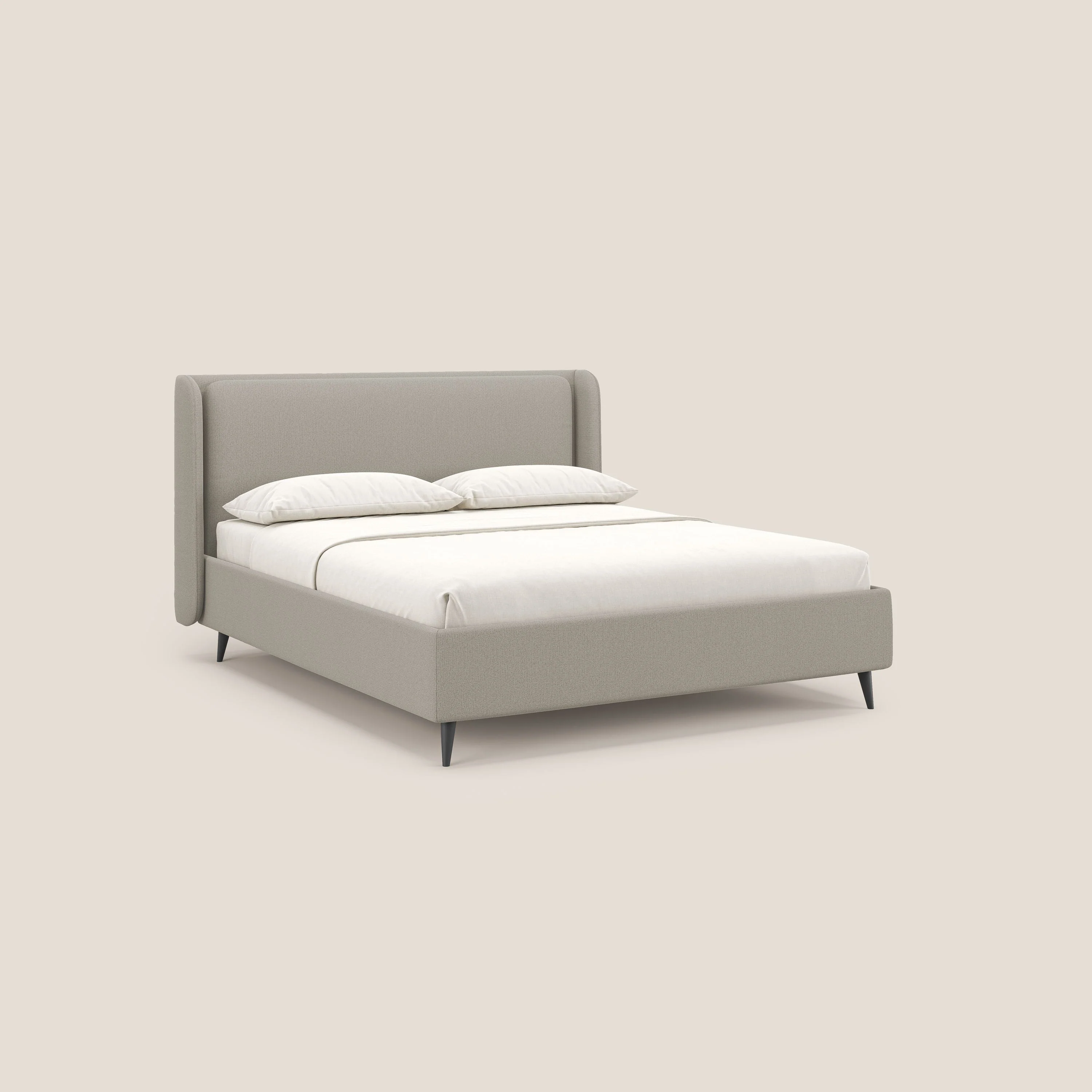 Nadine lit coffre de design et confort italien en tissu imperméable T19 crème