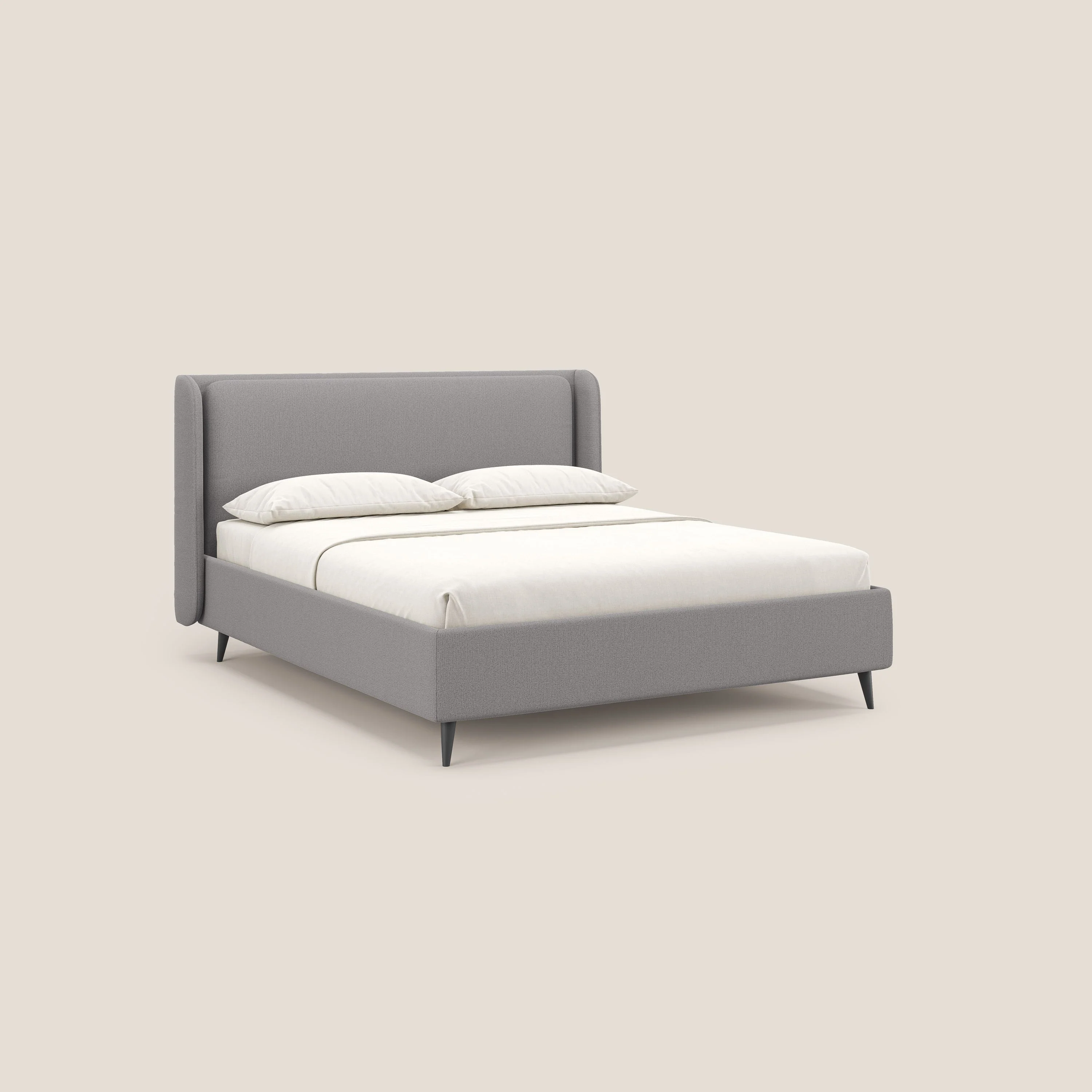 Nadine lit coffre de design et confort italien en tissu imperméable T19 gris