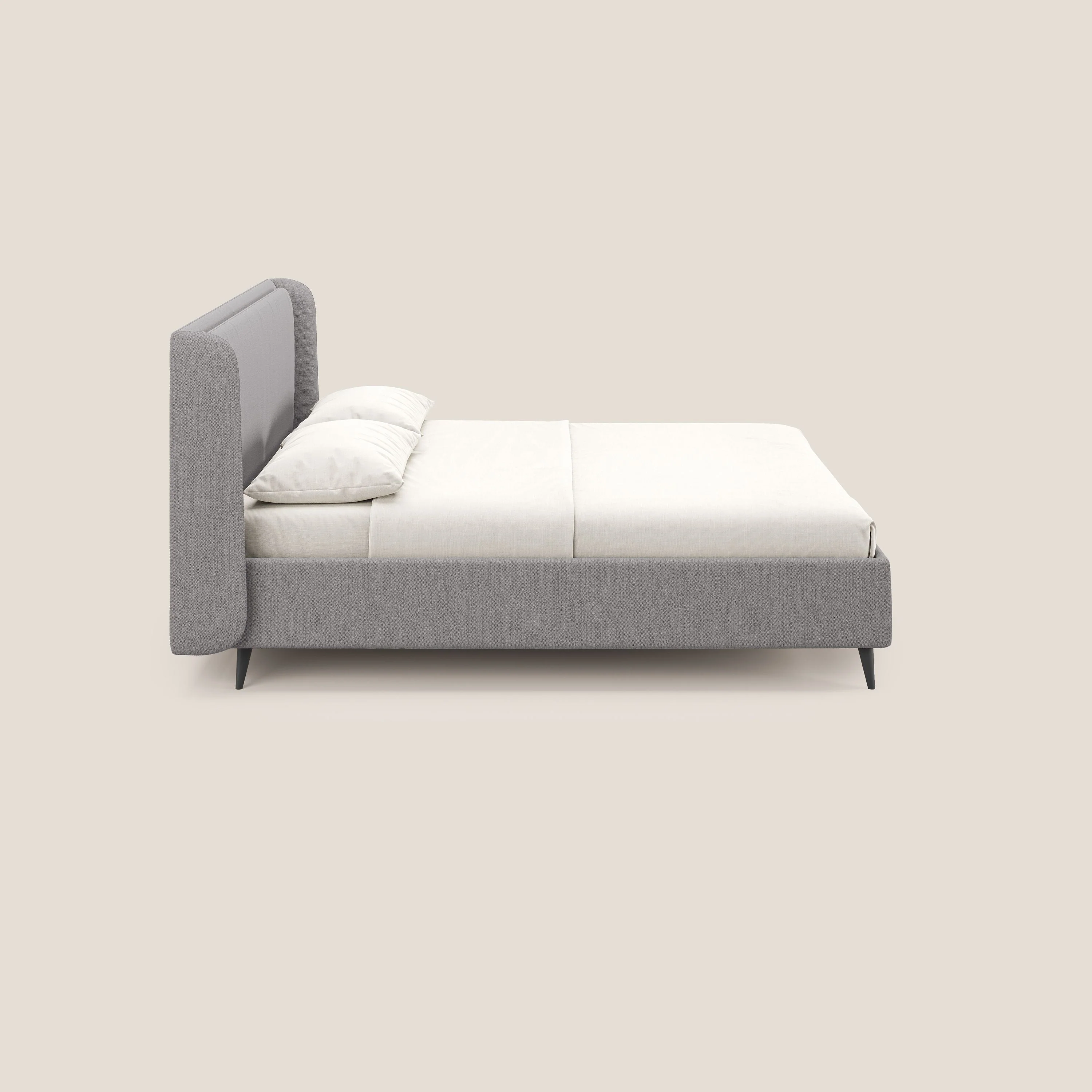 Nadine lit coffre de design et confort italien en tissu imperméable T19 gris - Image 4