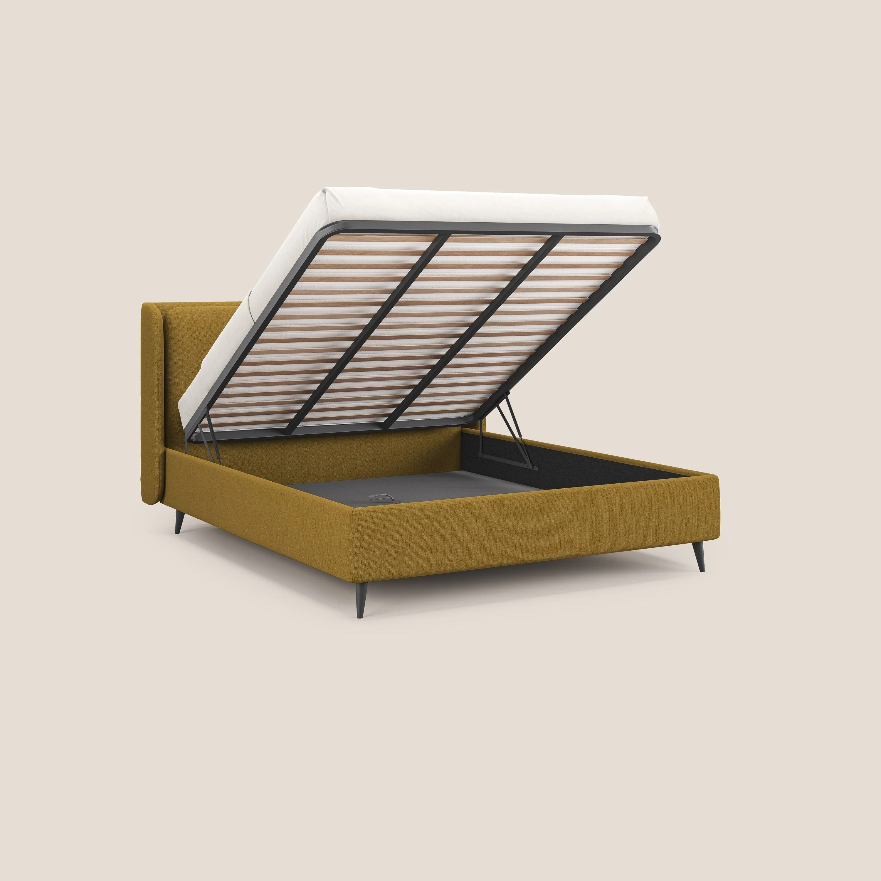 Nadine lit coffre de design et confort italien en tissu imperméable T19 jaune - Image 2