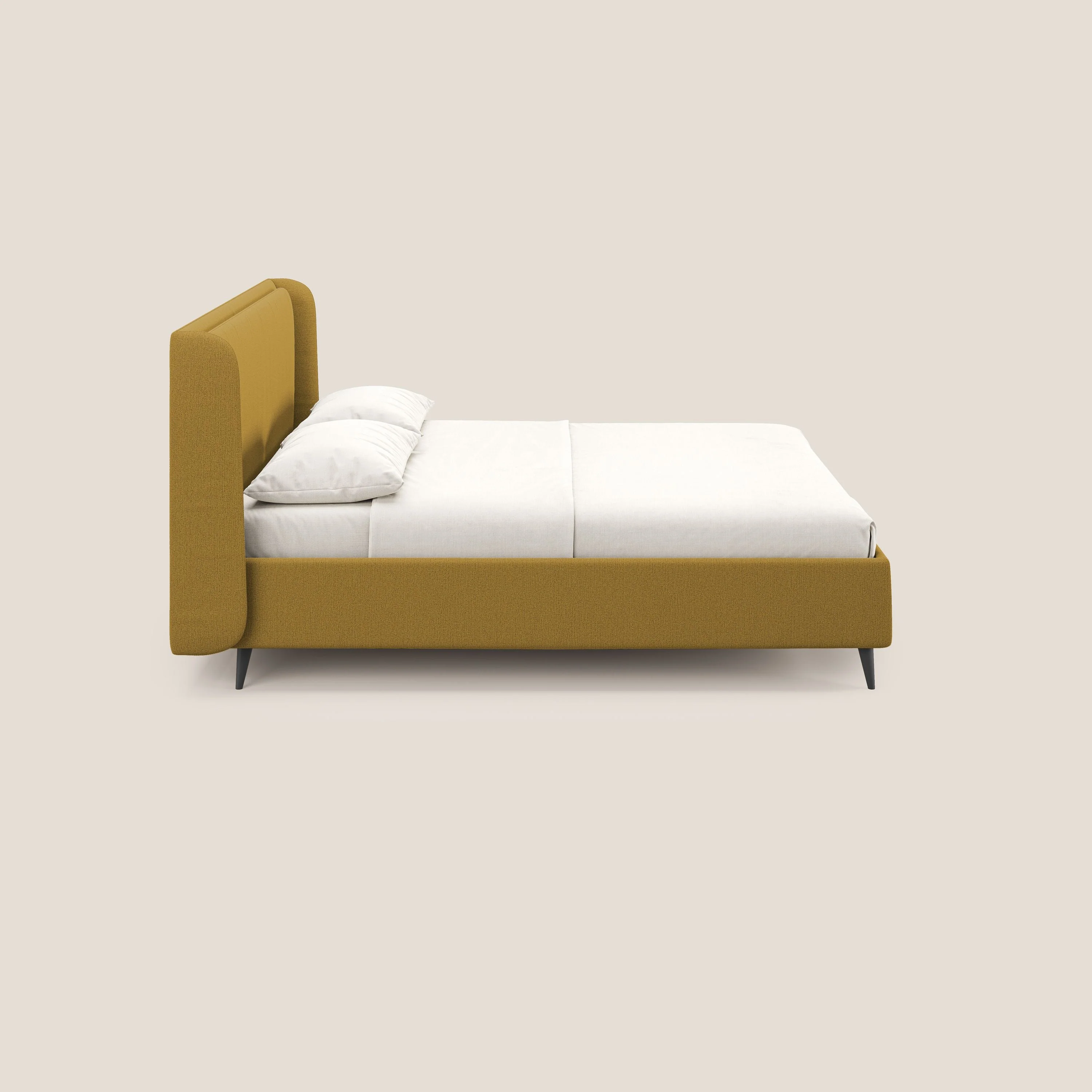 Nadine lit coffre de design et confort italien en tissu imperméable T19 jaune - Image 4