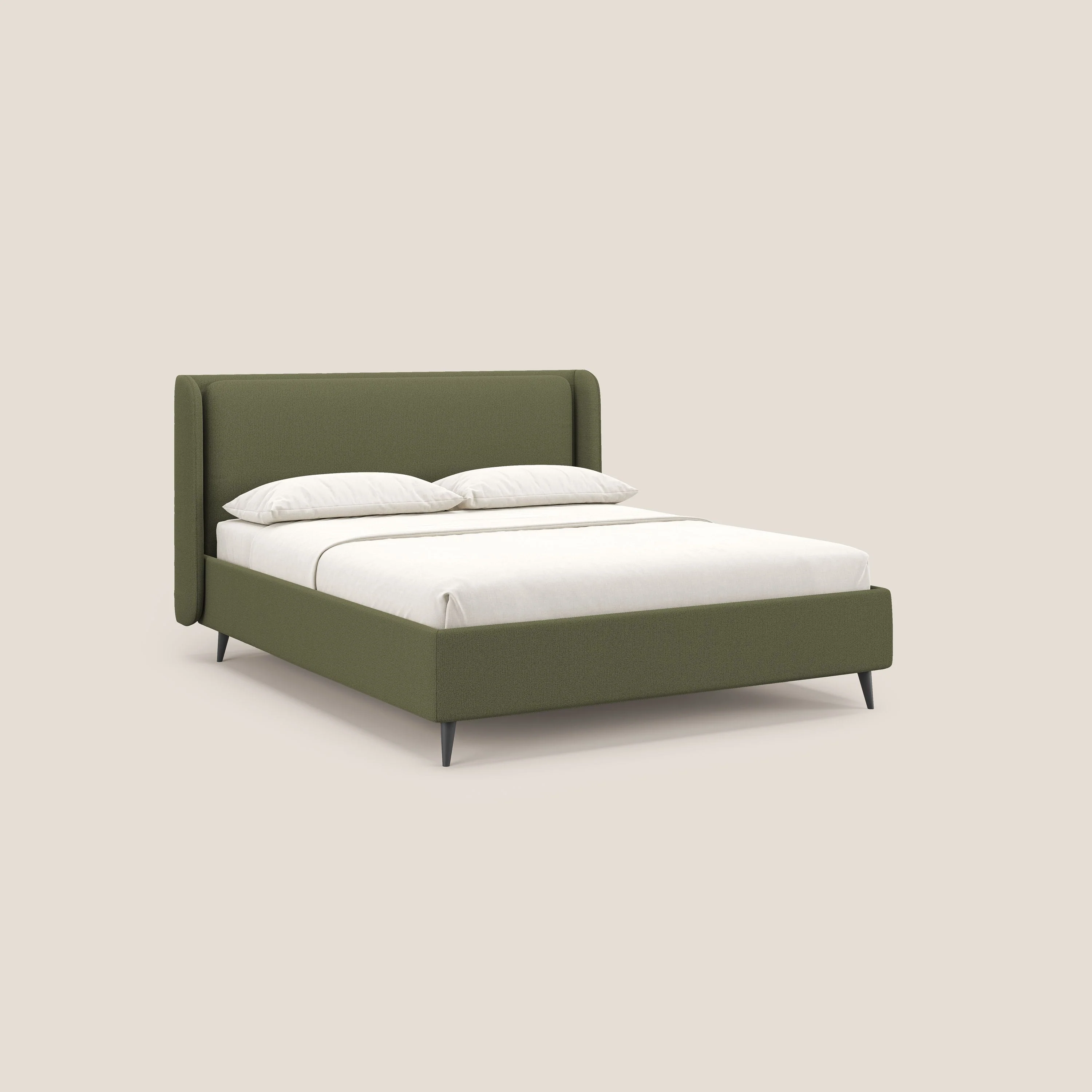 Nadine lit coffre de design et confort italien en tissu imperméable T19 vert