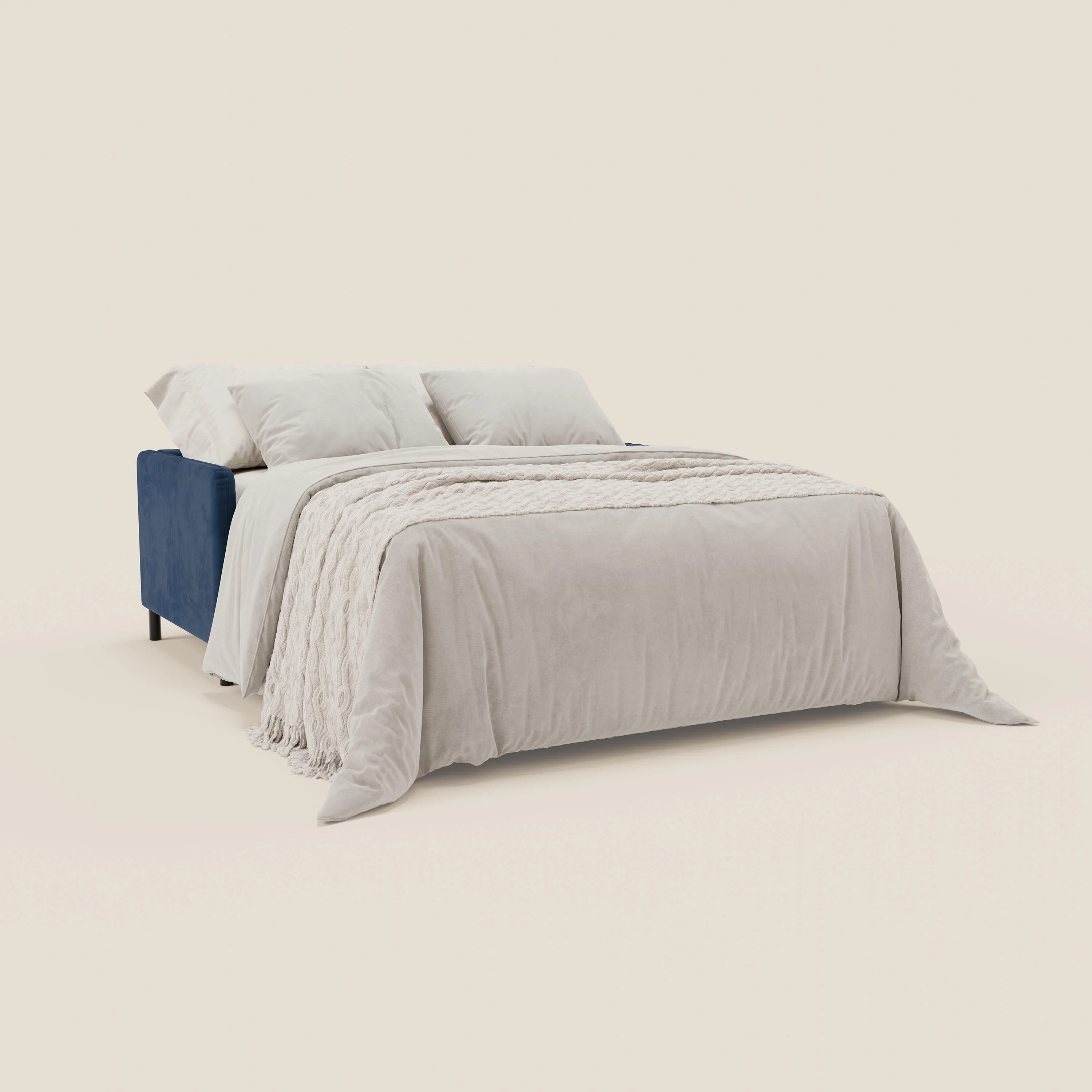 Narciso canapé convertible design avec matelas H18 cm, bicolor, structure en microfibre antitache et revêtement en élégant tissu imperméable T06 bleu - corail - Image 2