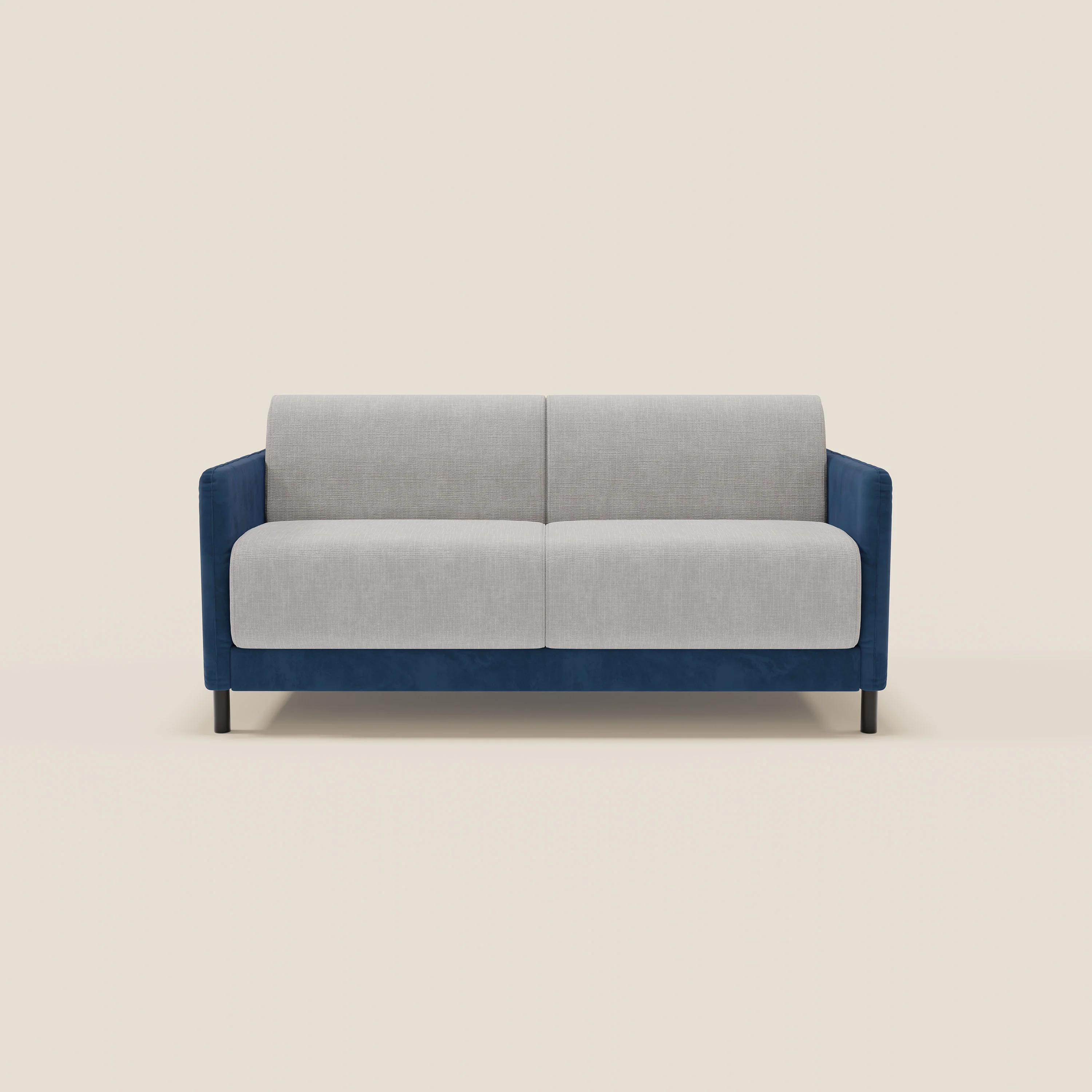 Narciso canapĂ© convertible design avec matelas H18 cm, bicolor, structure en microfibre antitache et revĂȘtement en Ă©lĂ©gant tissu impermĂ©able T06 bleu - gris clair