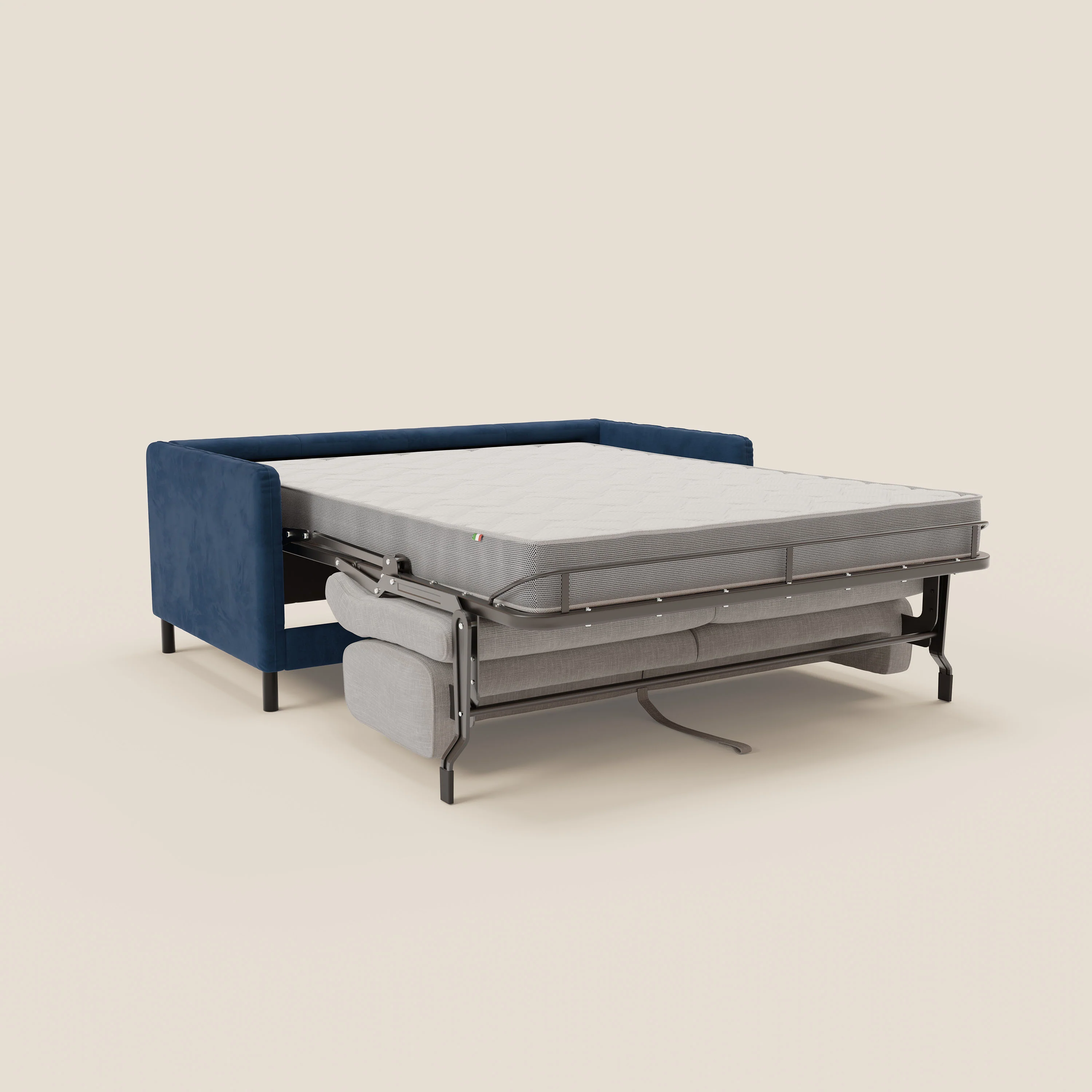 Narciso canapĂ© convertible design avec matelas H18 cm, bicolor, structure en microfibre antitache et revĂȘtement en Ă©lĂ©gant tissu impermĂ©able T06 bleu - gris clair - Image 11