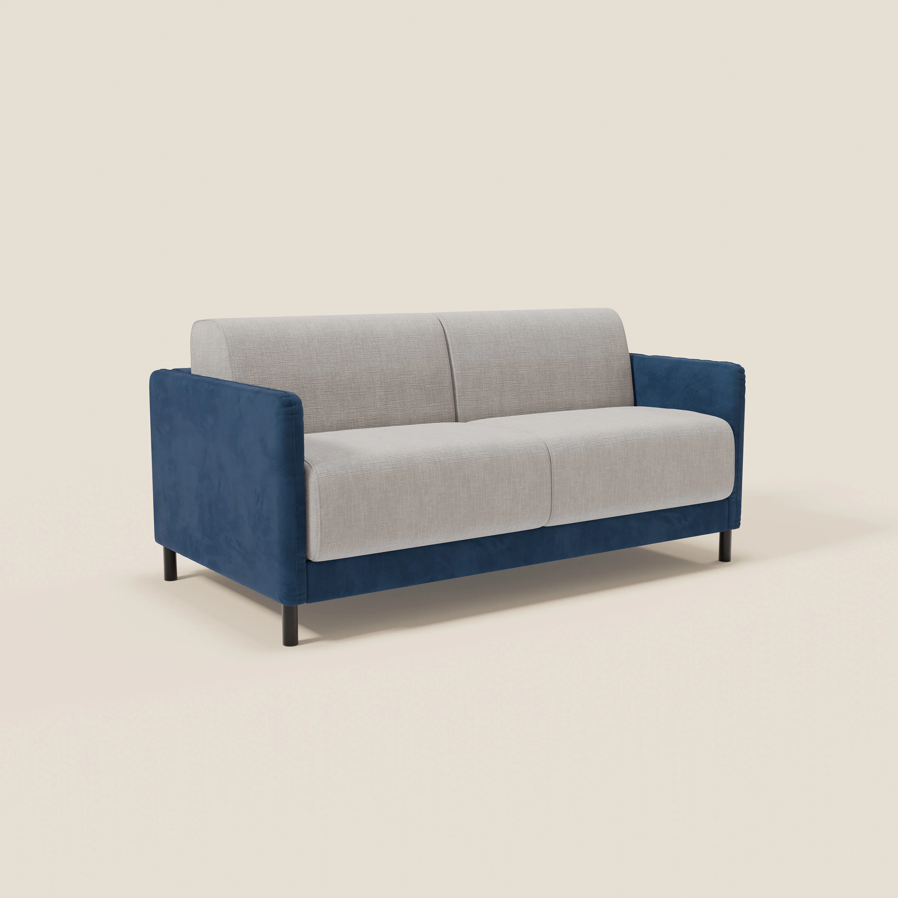 Narciso canapĂ© convertible design avec matelas H18 cm, bicolor, structure en microfibre antitache et revĂȘtement en Ă©lĂ©gant tissu impermĂ©able T06 bleu - gris clair - Image 3