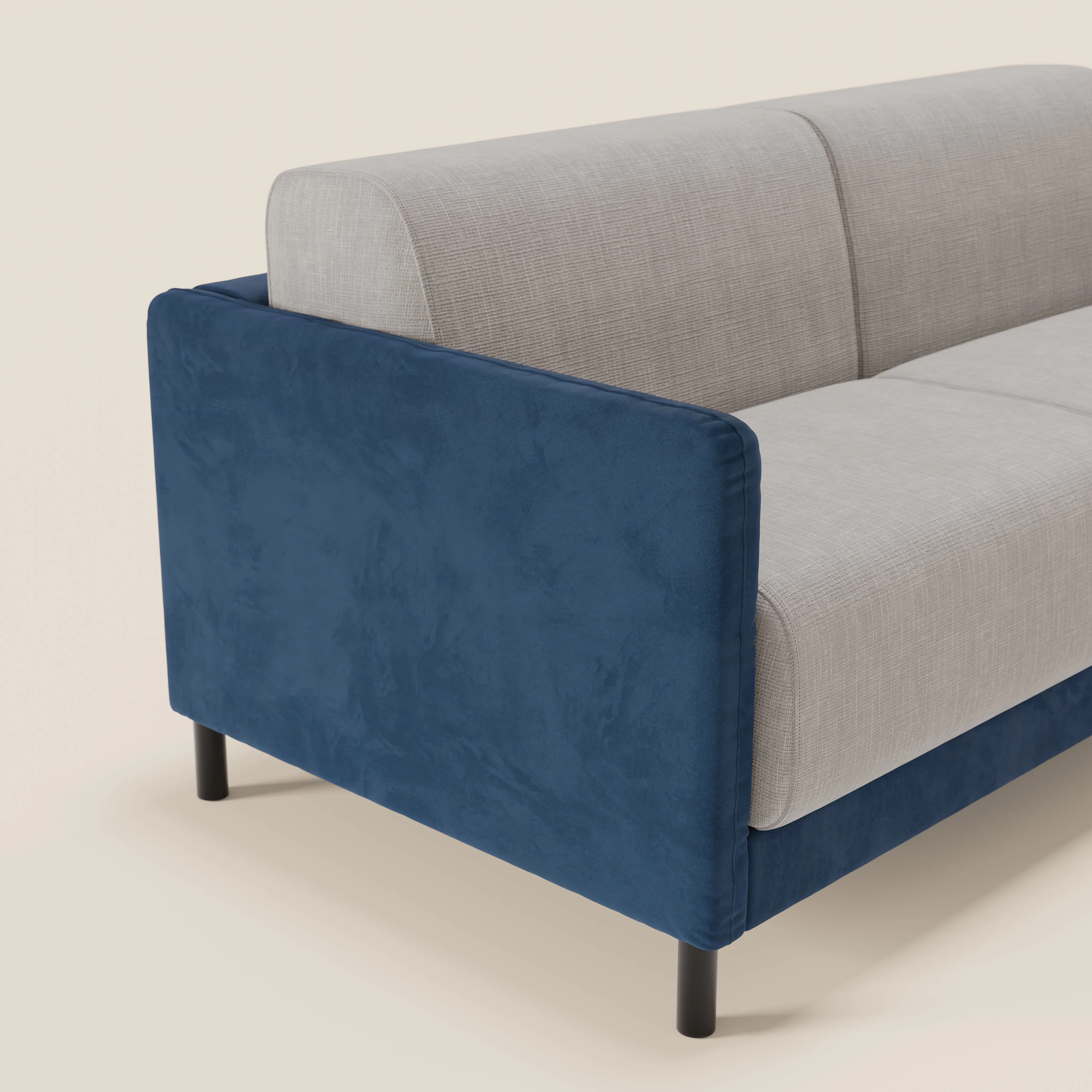 Narciso canapĂ© convertible design avec matelas H18 cm, bicolor, structure en microfibre antitache et revĂȘtement en Ă©lĂ©gant tissu impermĂ©able T06 bleu - gris clair - Image 4