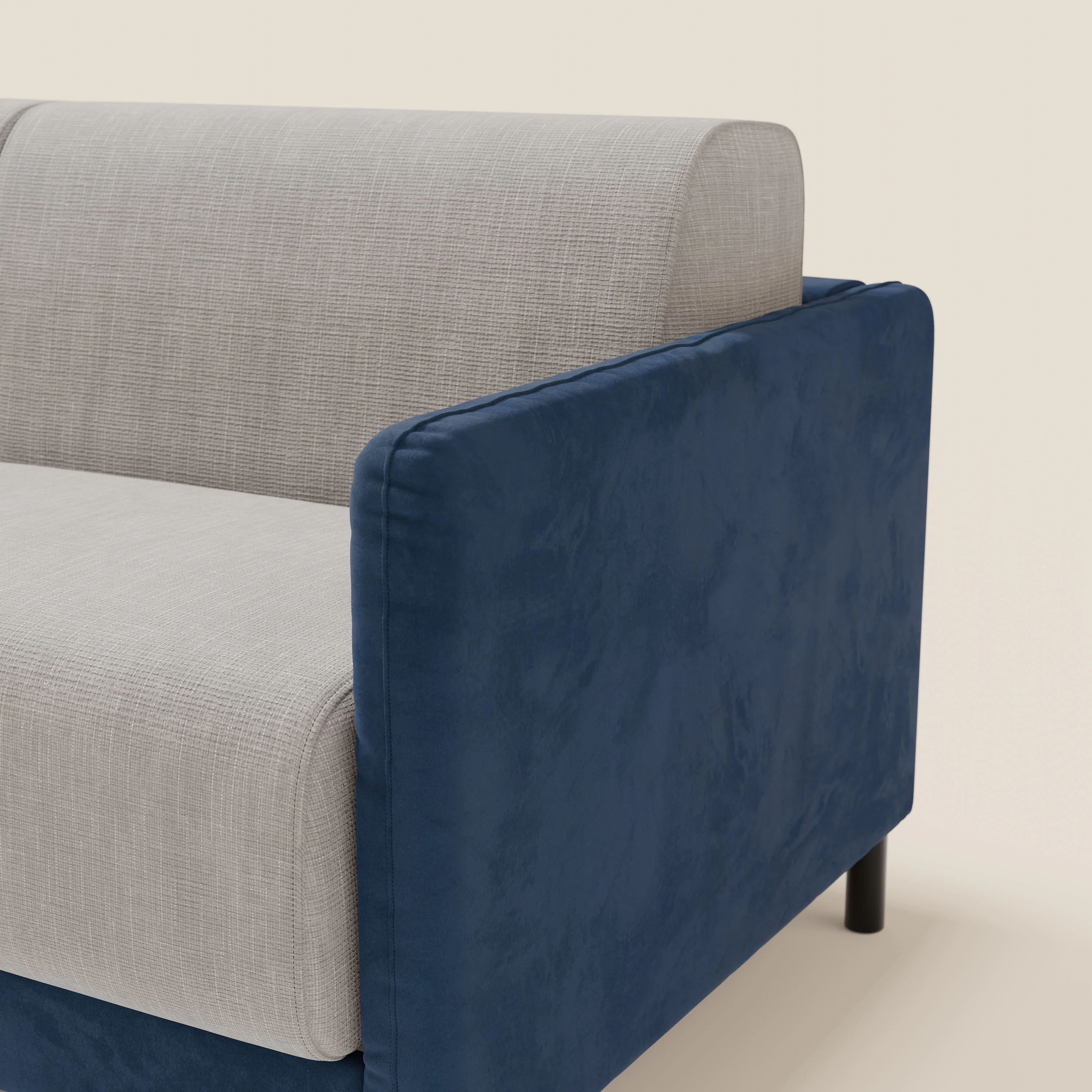 Narciso canapĂ© convertible design avec matelas H18 cm, bicolor, structure en microfibre antitache et revĂȘtement en Ă©lĂ©gant tissu impermĂ©able T06 bleu - gris clair - Image 5