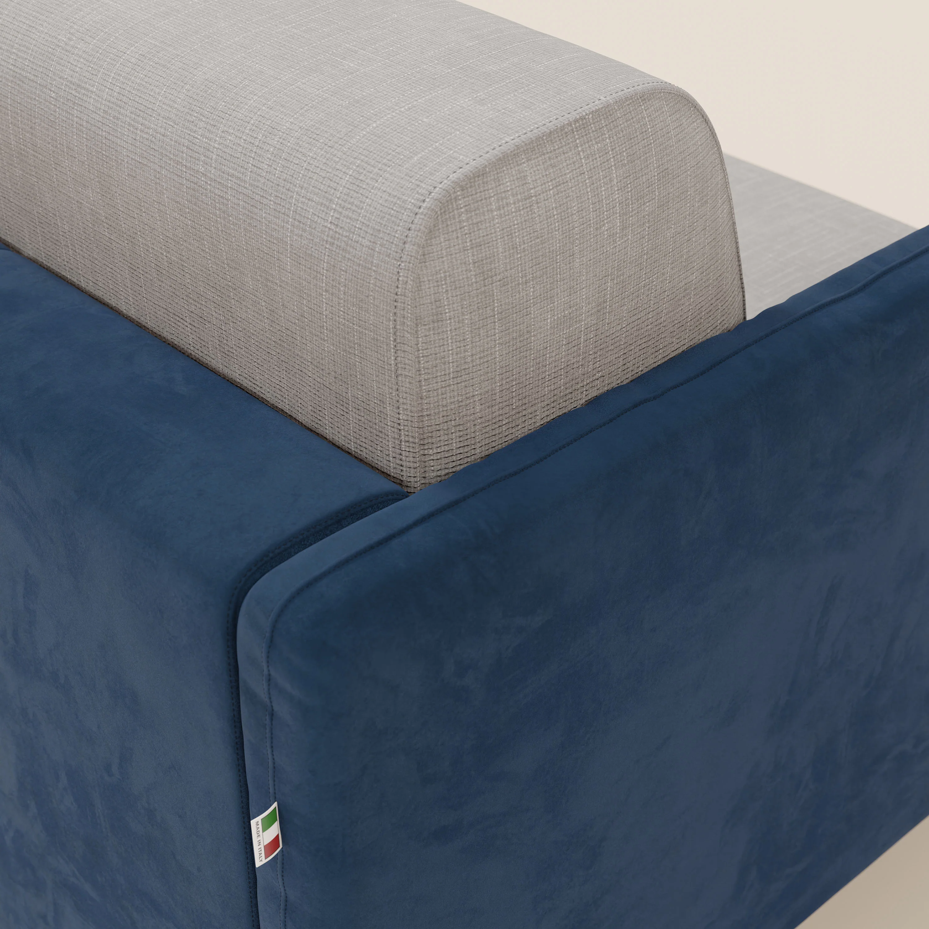 Narciso canapĂ© convertible design avec matelas H18 cm, bicolor, structure en microfibre antitache et revĂȘtement en Ă©lĂ©gant tissu impermĂ©able T06 bleu - gris clair - Image 8