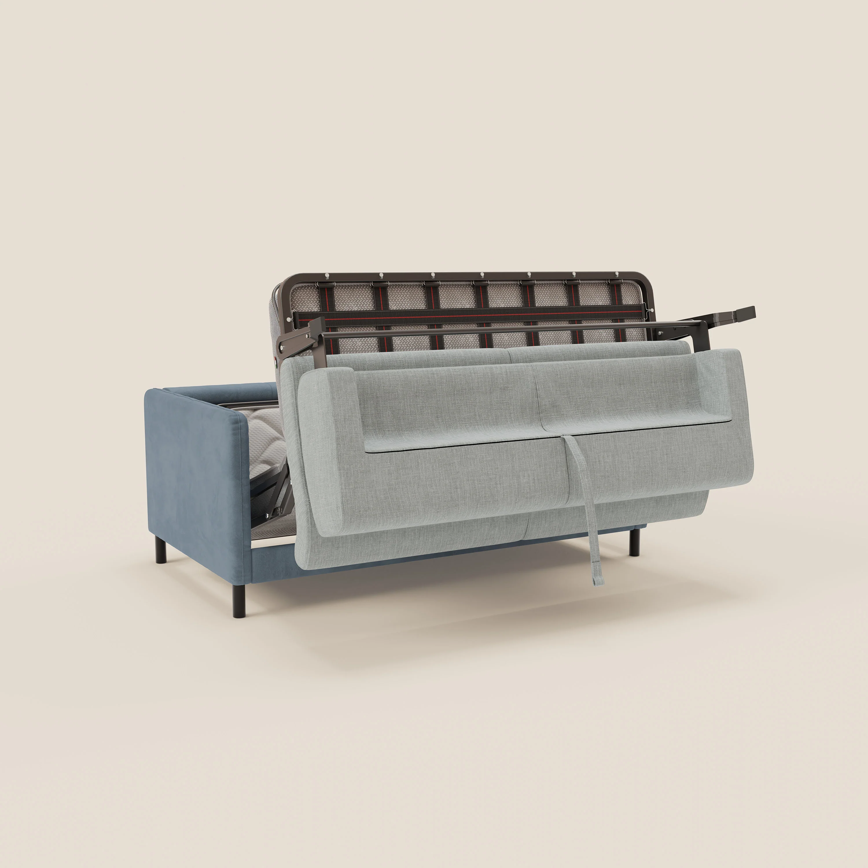 Narciso canapé convertible design avec matelas H18 cm, bicolor, structure en microfibre antitache et revêtement en élégant tissu imperméable T06 bleu pastel - bleu glacier - Image 10