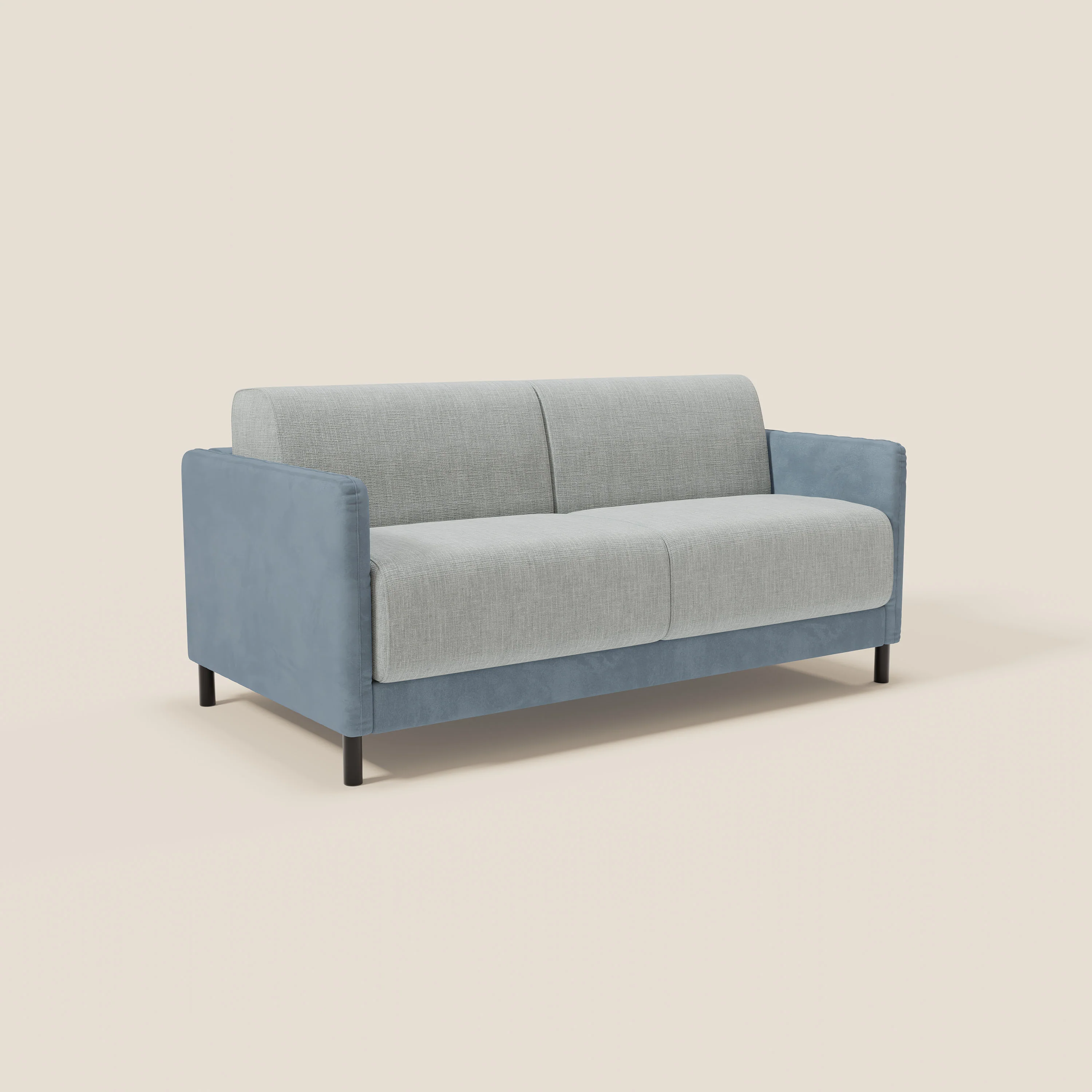 Narciso canapé convertible design avec matelas H18 cm, bicolor, structure en microfibre antitache et revêtement en élégant tissu imperméable T06 bleu pastel - bleu glacier - Image 3