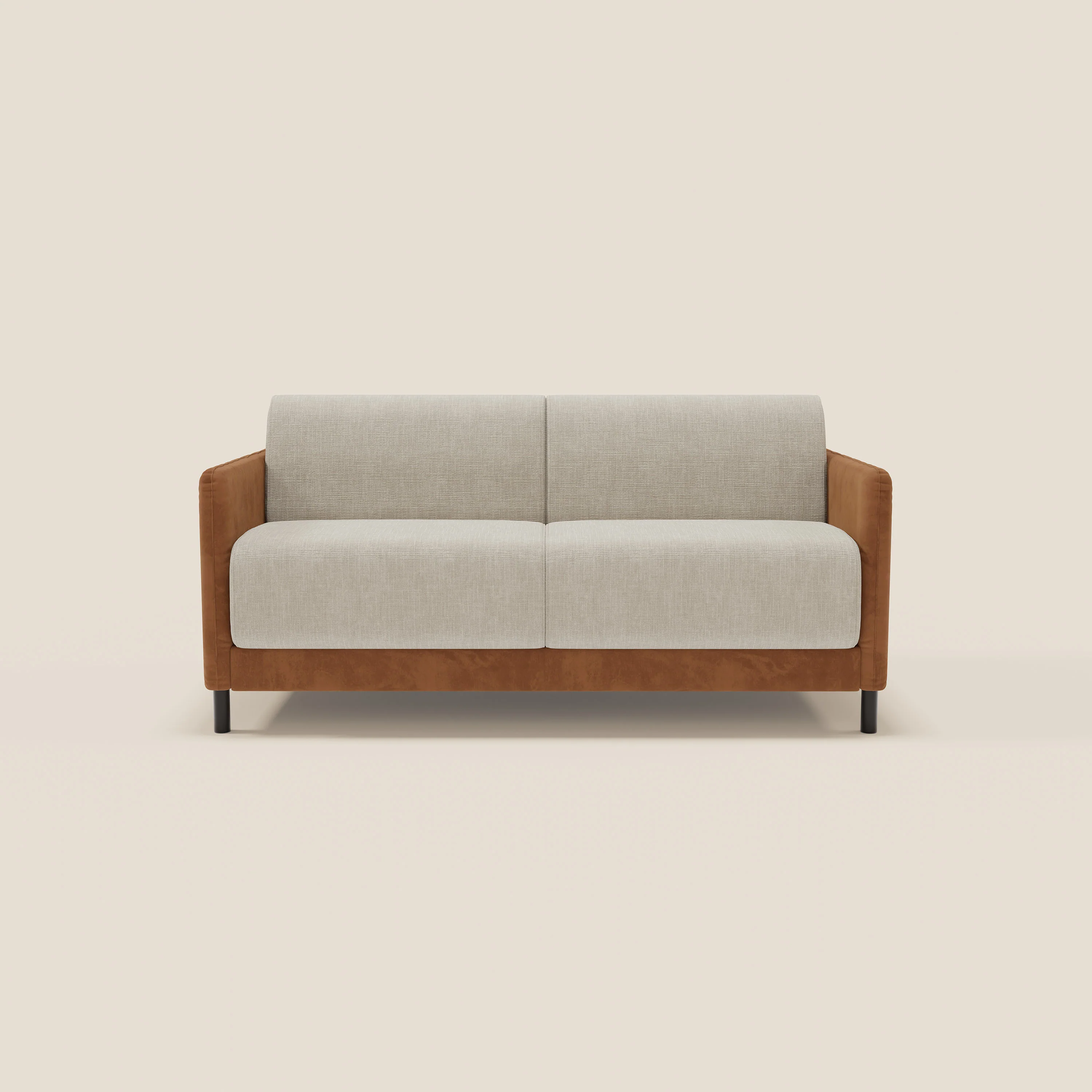 Narciso canapĂ© convertible design avec matelas H18 cm, bicolor, structure en microfibre antitache et revĂȘtement en Ă©lĂ©gant tissu impermĂ©able T06 cuir - crĂšme