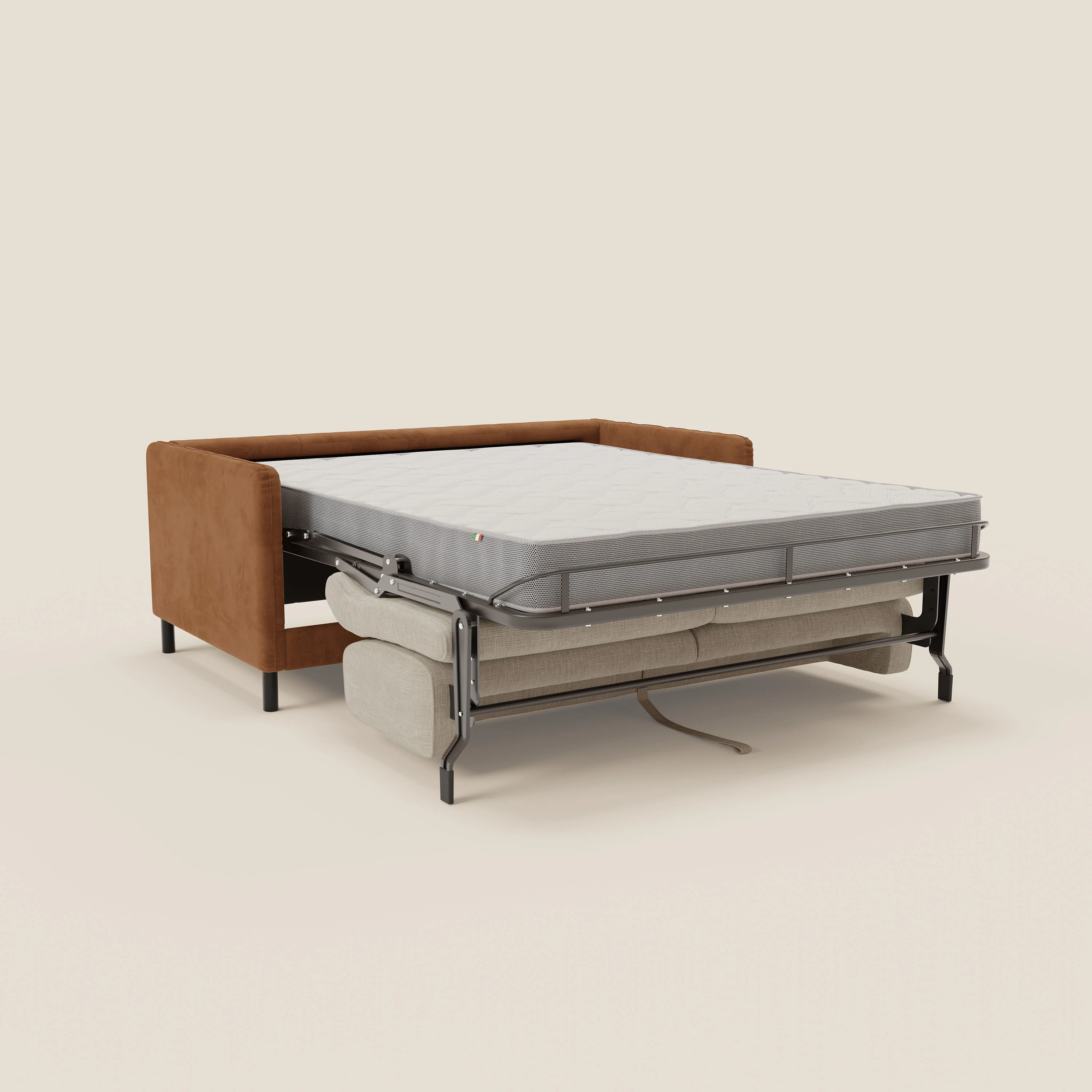 Narciso canapĂ© convertible design avec matelas H18 cm, bicolor, structure en microfibre antitache et revĂȘtement en Ă©lĂ©gant tissu impermĂ©able T06 cuir - crĂšme - Image 10