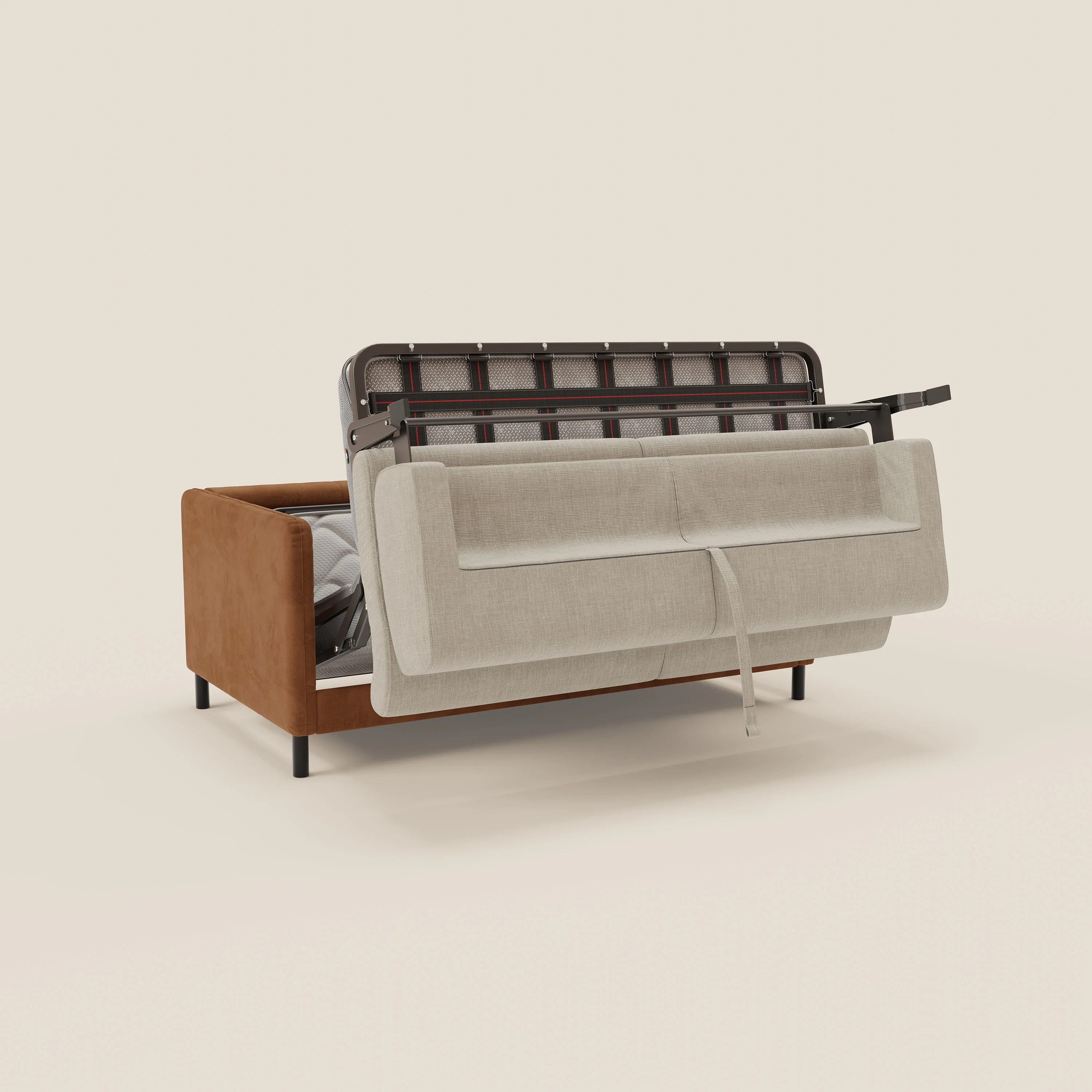 Narciso canapĂ© convertible design avec matelas H18 cm, bicolor, structure en microfibre antitache et revĂȘtement en Ă©lĂ©gant tissu impermĂ©able T06 cuir - crĂšme - Image 11