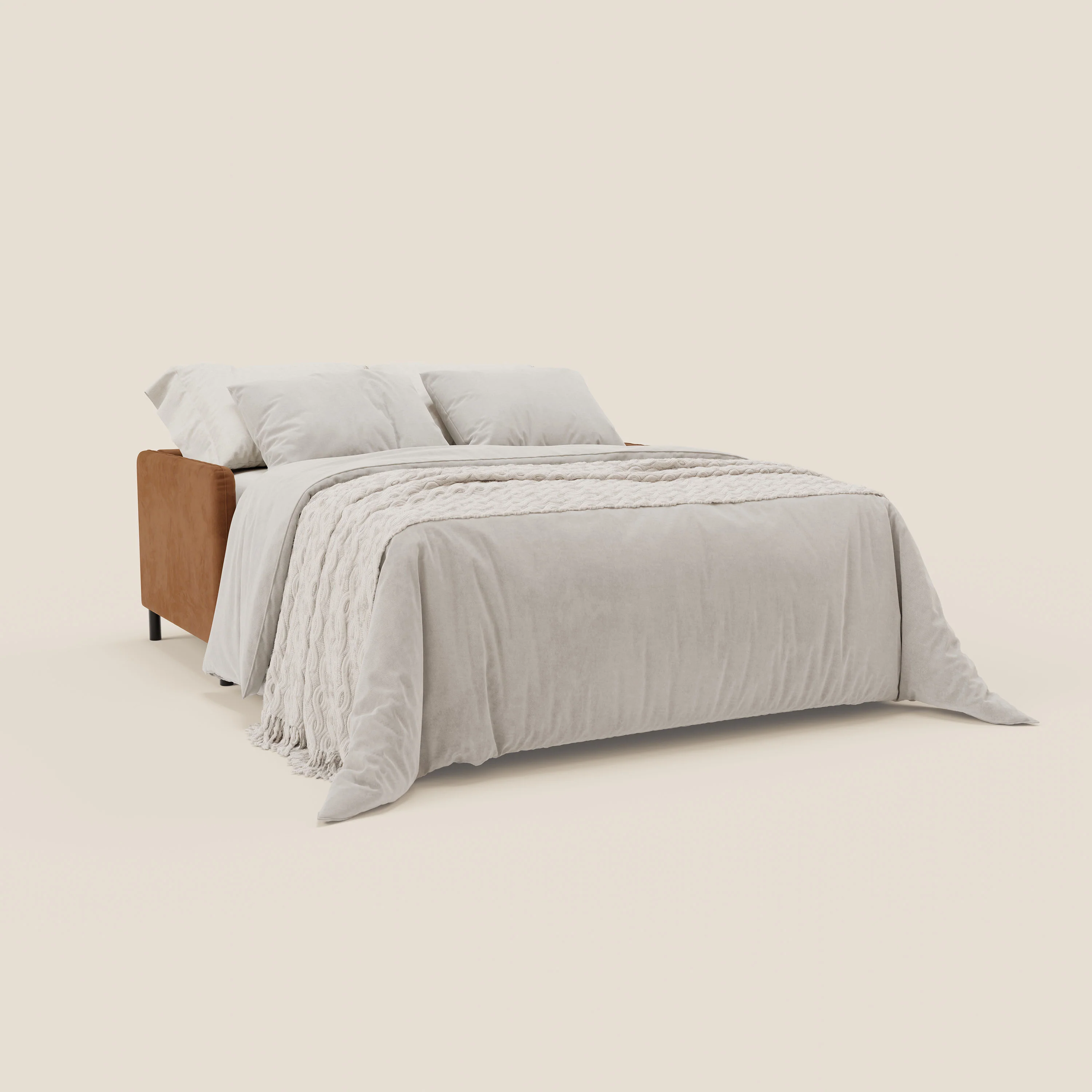 Narciso canapĂ© convertible design avec matelas H18 cm, bicolor, structure en microfibre antitache et revĂȘtement en Ă©lĂ©gant tissu impermĂ©able T06 cuir - crĂšme - Image 2