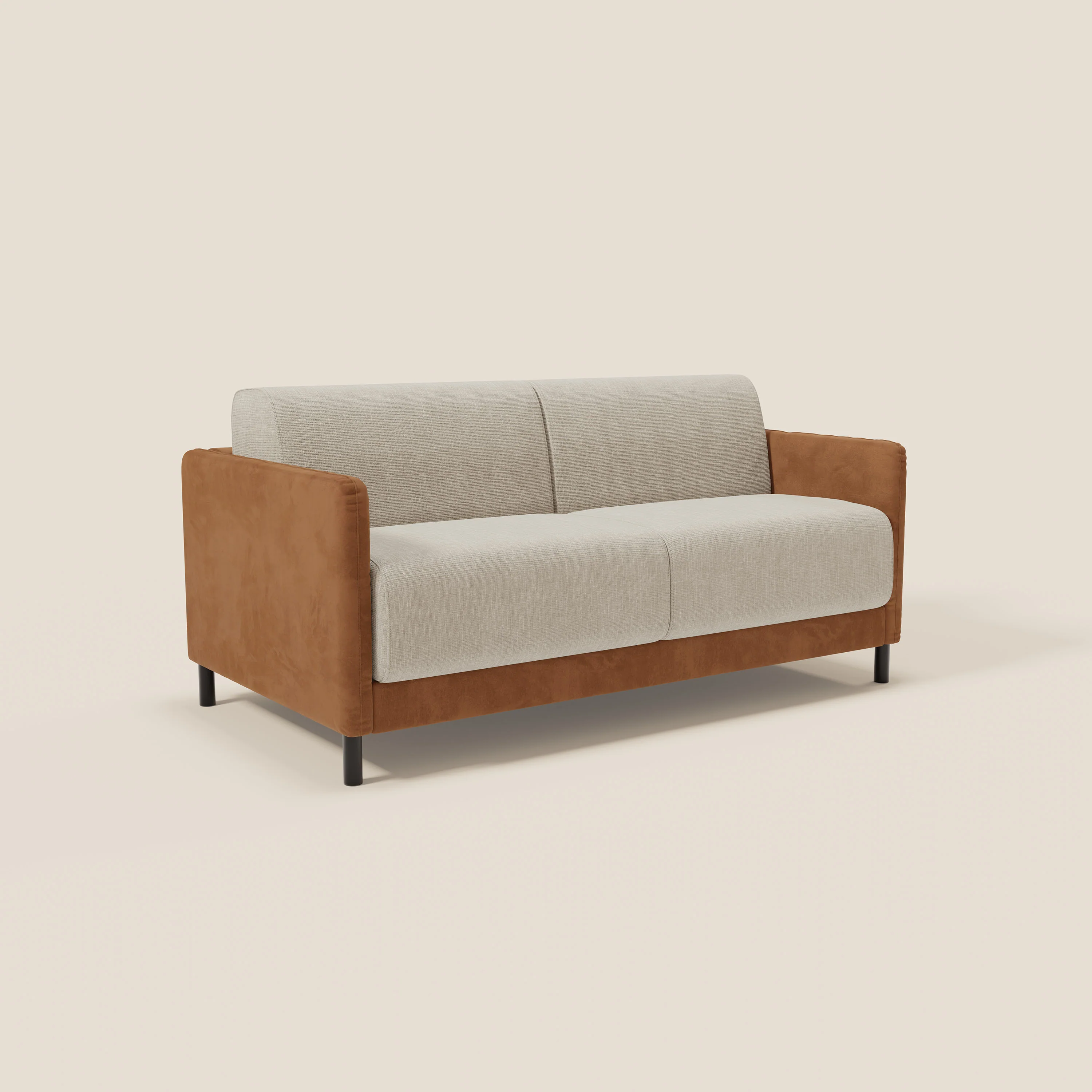 Narciso canapĂ© convertible design avec matelas H18 cm, bicolor, structure en microfibre antitache et revĂȘtement en Ă©lĂ©gant tissu impermĂ©able T06 cuir - crĂšme - Image 3