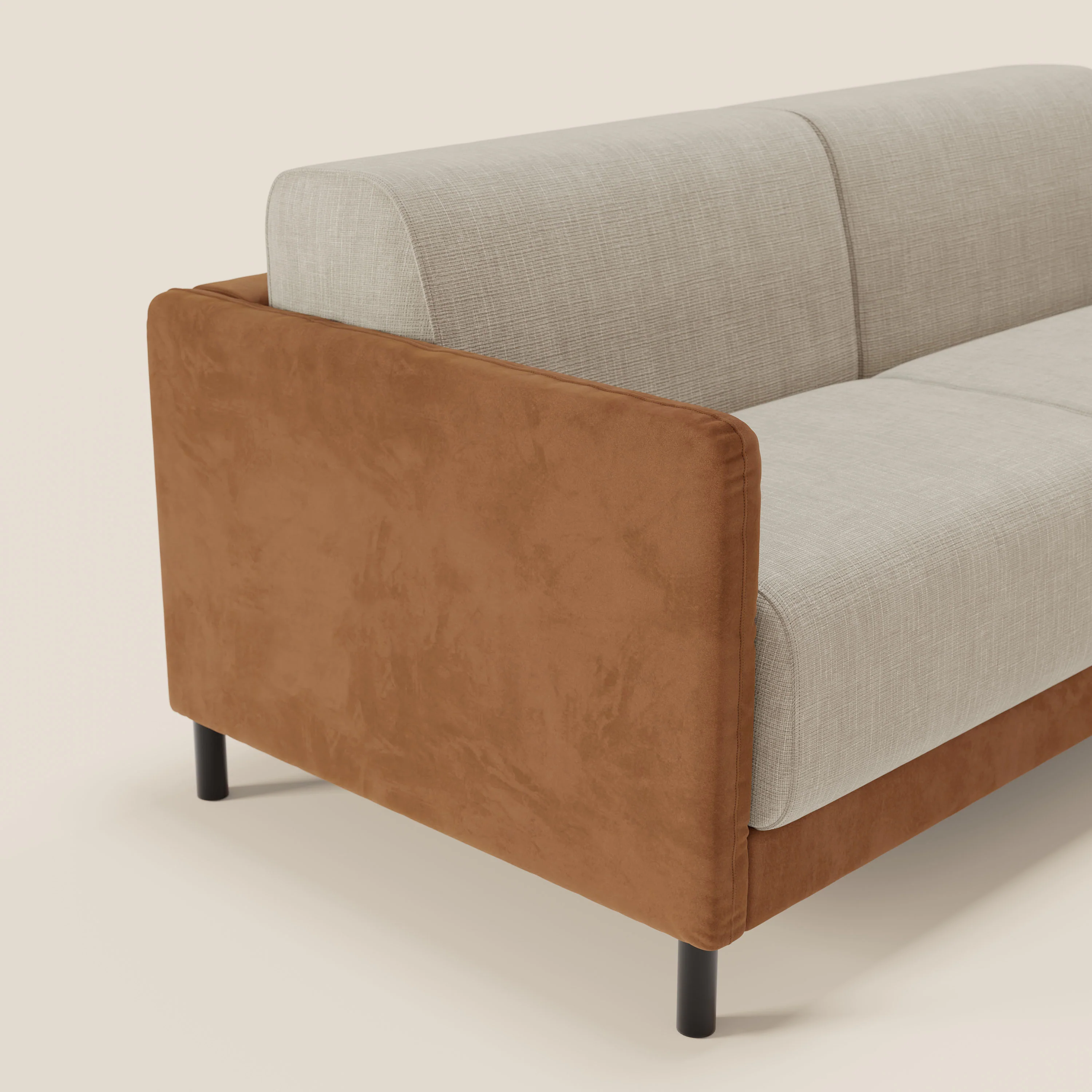 Narciso canapĂ© convertible design avec matelas H18 cm, bicolor, structure en microfibre antitache et revĂȘtement en Ă©lĂ©gant tissu impermĂ©able T06 cuir - crĂšme - Image 4